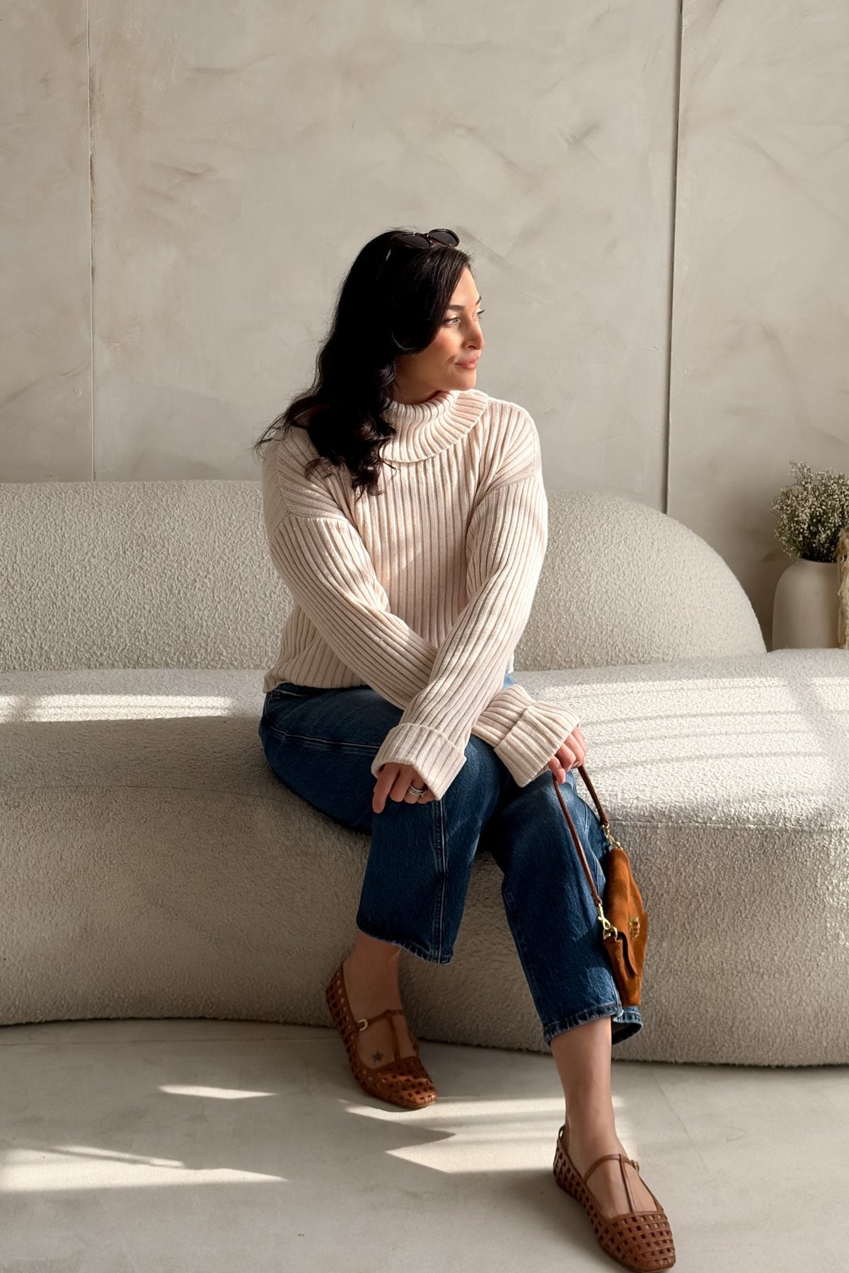 Weekend LA Merino Wool Ribbed Turtleneck Sweater – Soft Stretch - Women's Sweaters - Blooming Daily