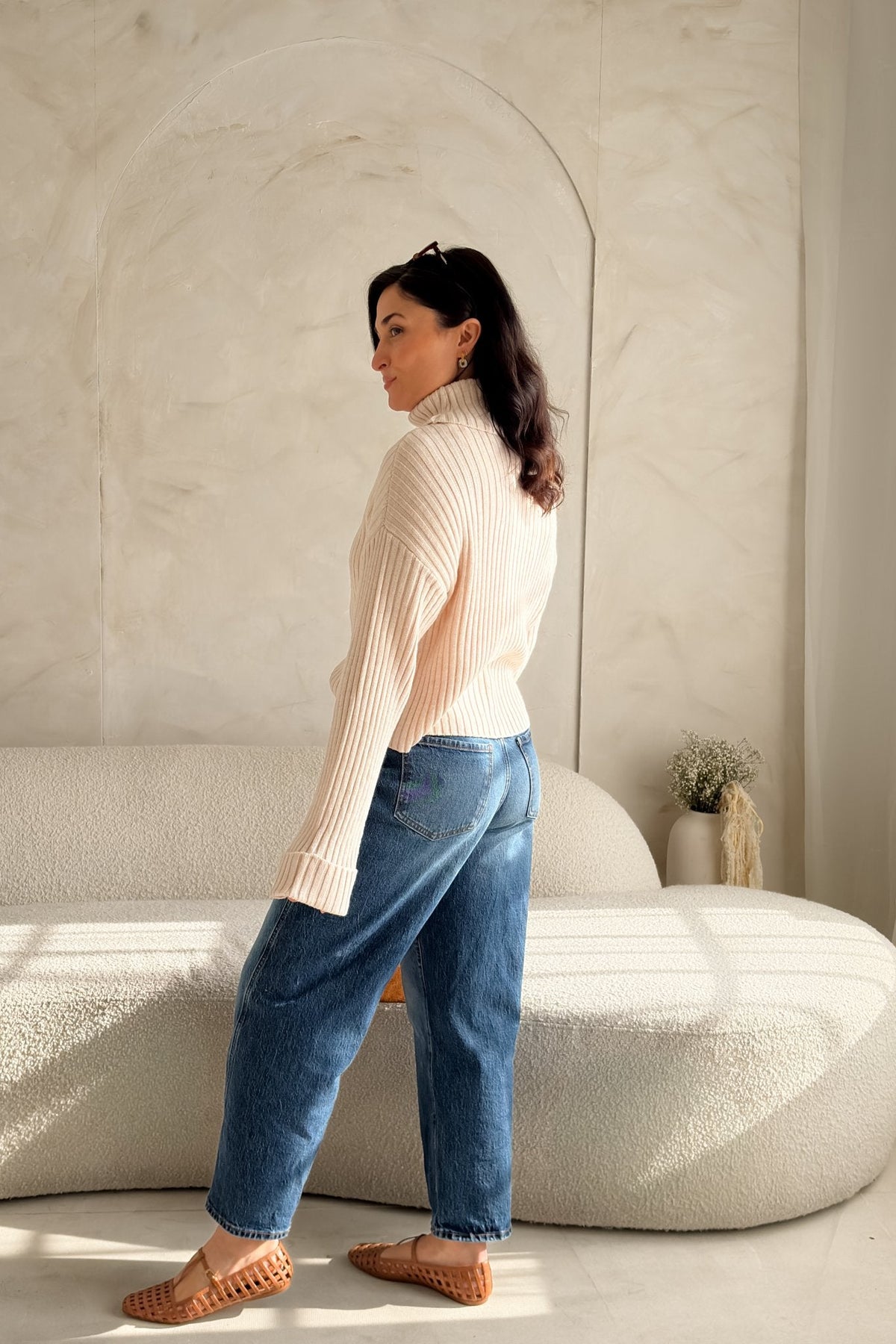 Weekend LA Merino Wool Ribbed Turtleneck Sweater – Soft Stretch - Women's Sweaters - Blooming Daily