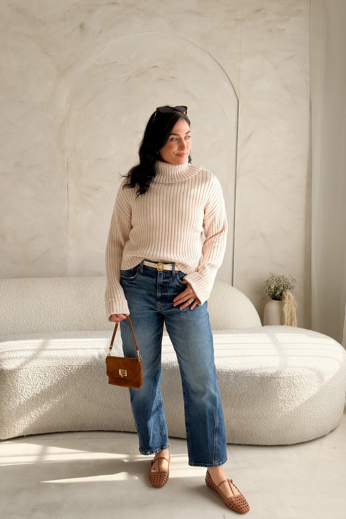 Weekend LA Merino Wool Ribbed Turtleneck Sweater – Soft Stretch - Women's Sweaters - Blooming Daily