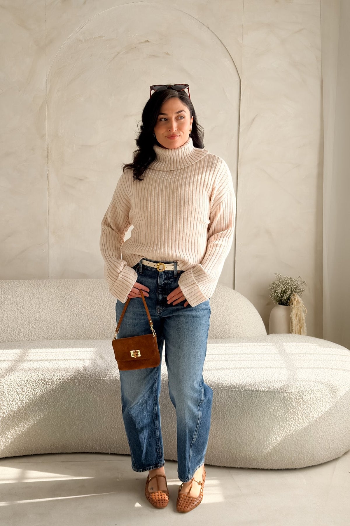 Weekend LA Merino Wool Ribbed Turtleneck Sweater – Soft Stretch - Women's Sweaters - Blooming Daily