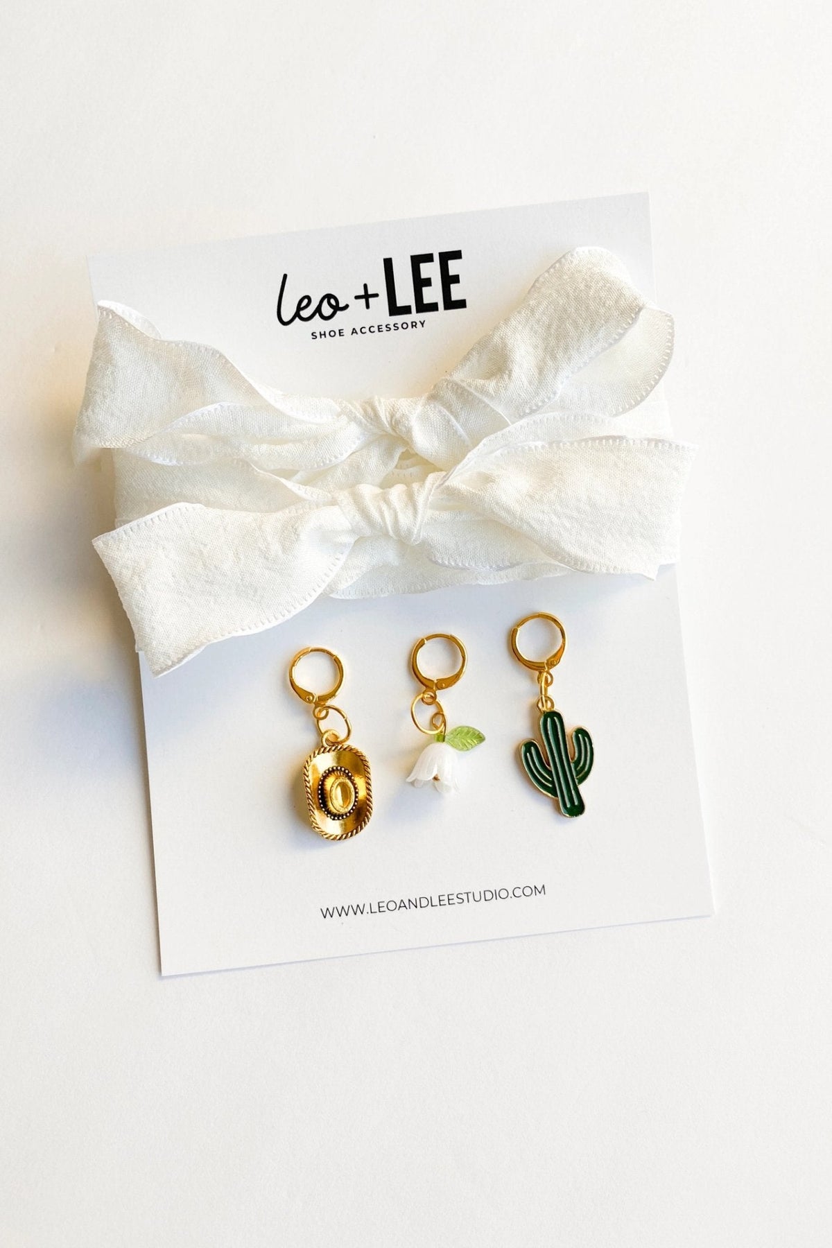 Western Shoe Charm Set with Bow Laces – Gold Accents - Women's Shoes - Blooming Daily