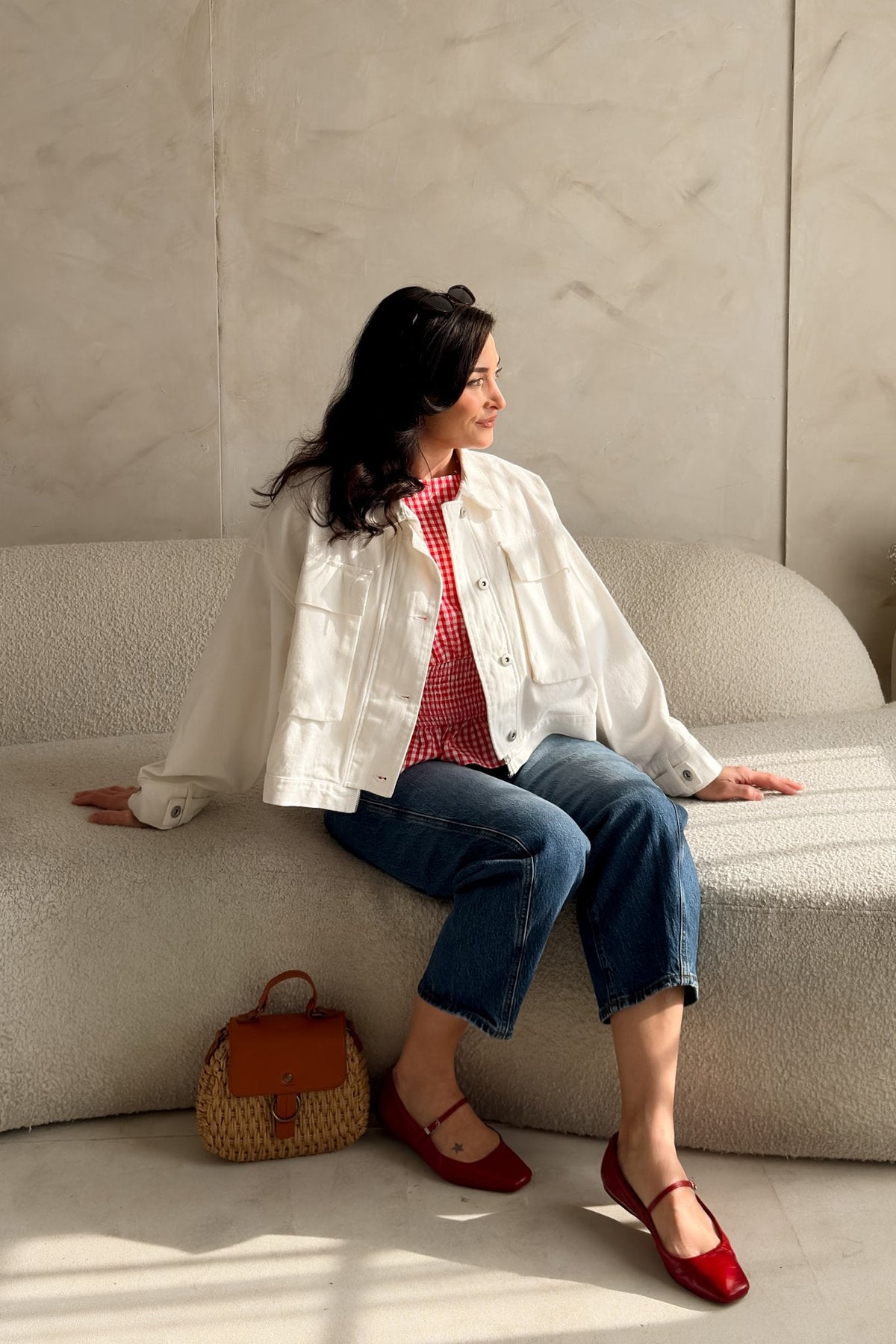 White Cotton Oversized Utility Jacket – Lightweight, Relaxed Fit - Women's Jacket - Blooming Daily