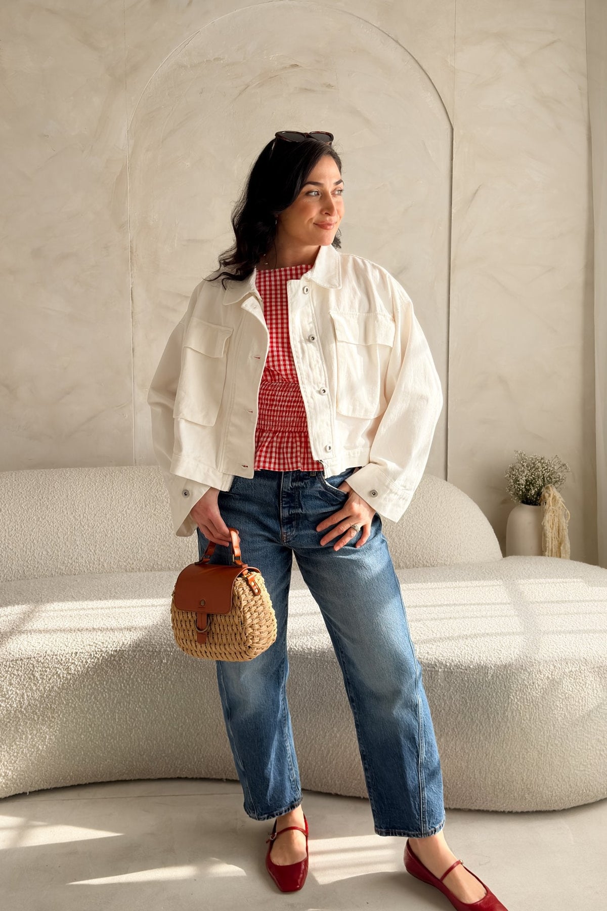 White Cotton Oversized Utility Jacket – Lightweight, Relaxed Fit - Women's Jacket - Blooming Daily