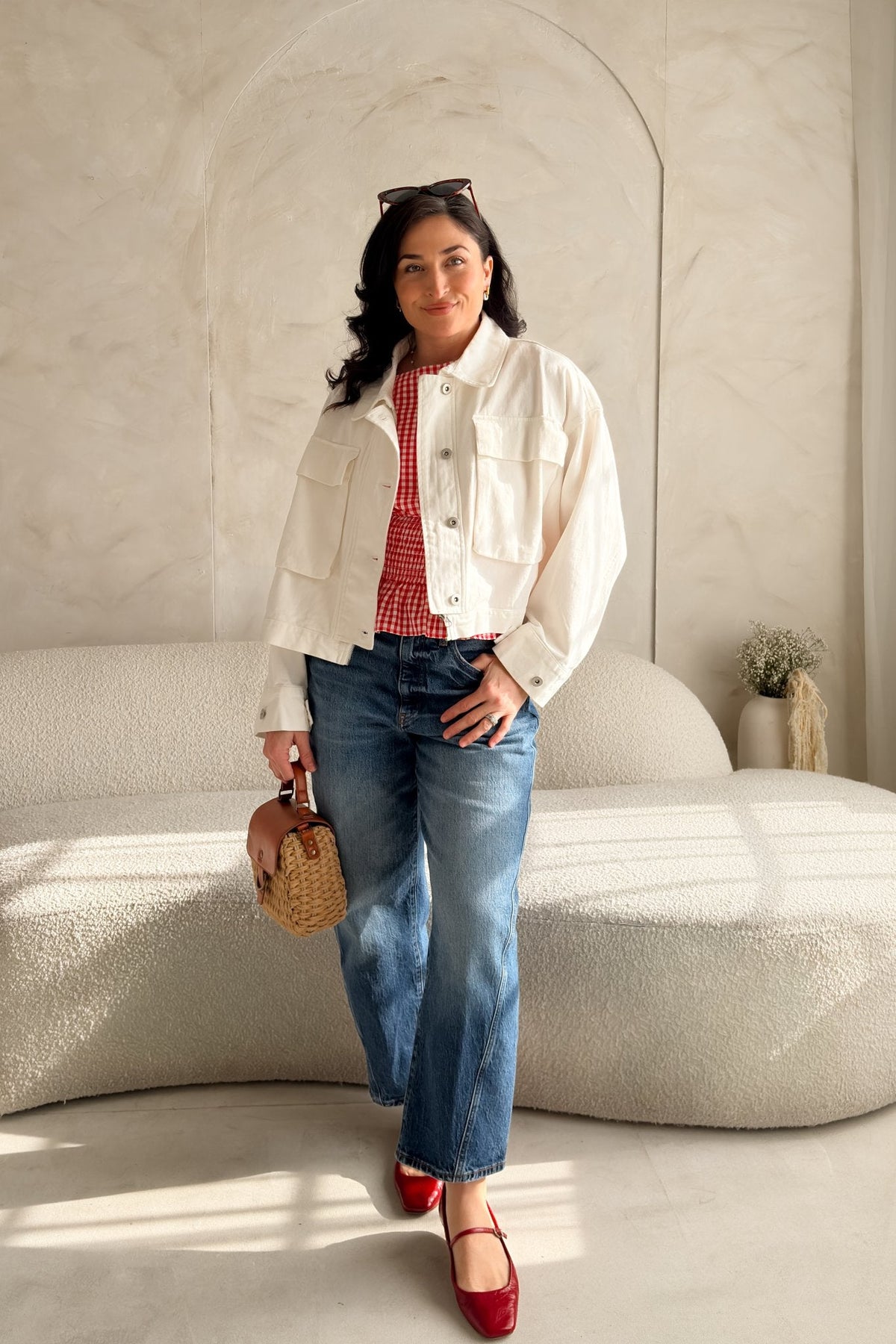 White Cotton Oversized Utility Jacket – Lightweight, Relaxed Fit - Women's Jacket - Blooming Daily