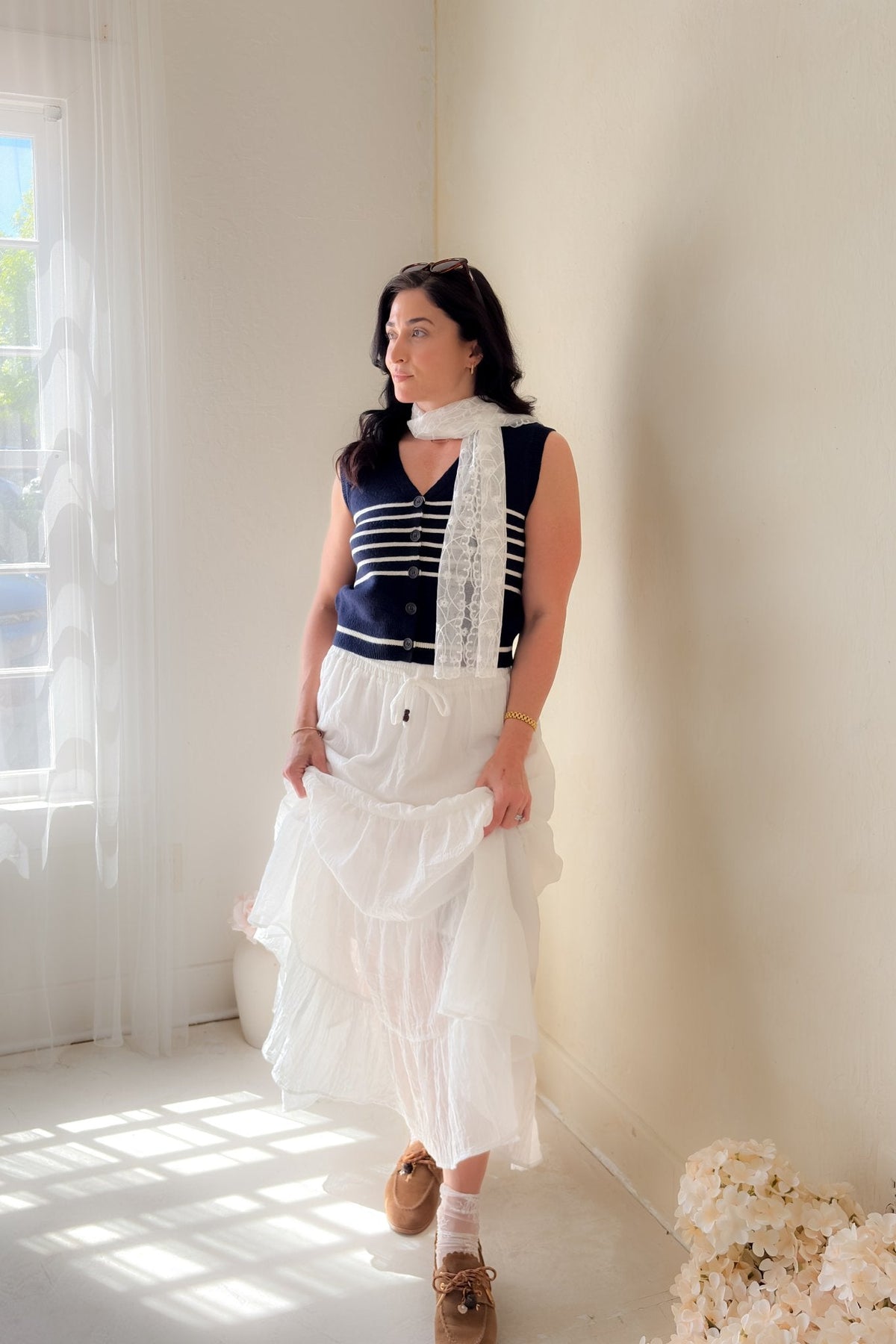 White Crinkle Tiered Maxi Skirt – Feminine Summer Skirt - Women's Skirts - Blooming Daily