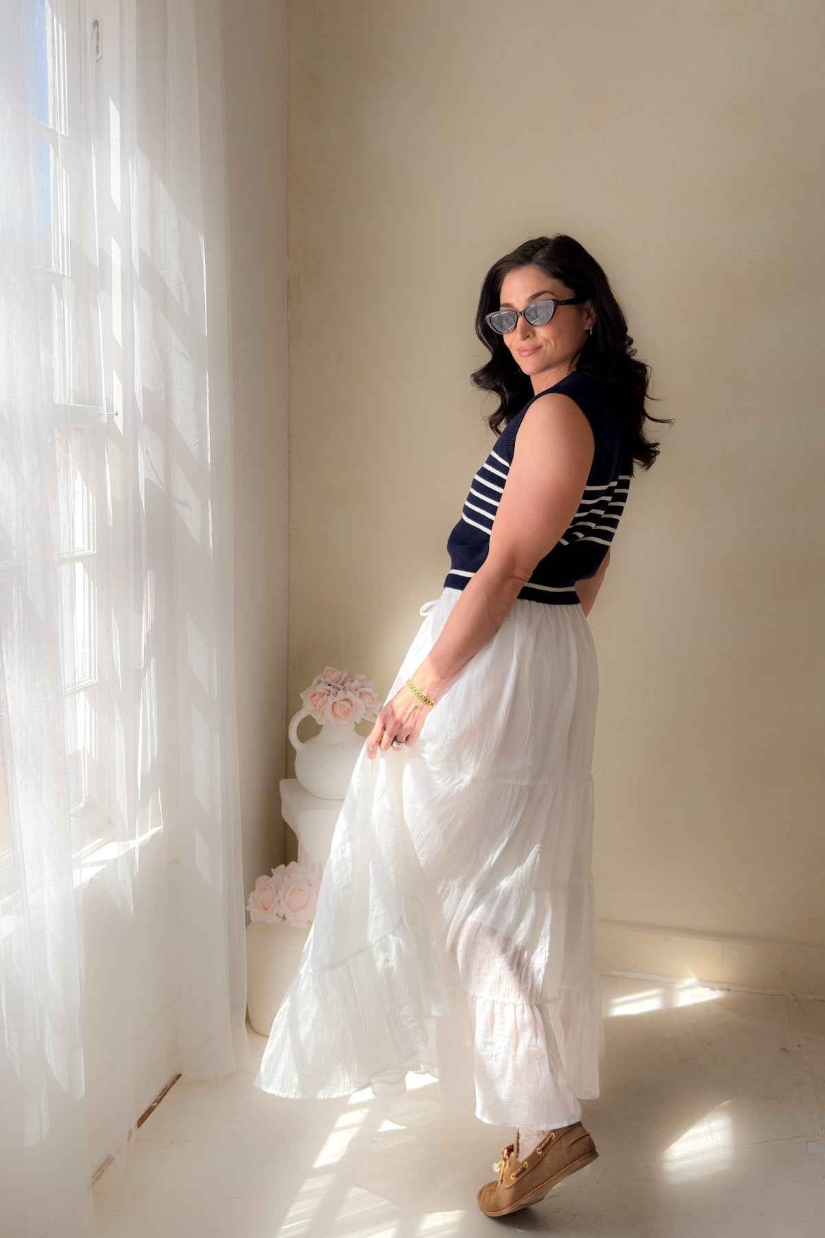 White Crinkle Tiered Maxi Skirt – Feminine Summer Skirt - Women's Skirts - Blooming Daily
