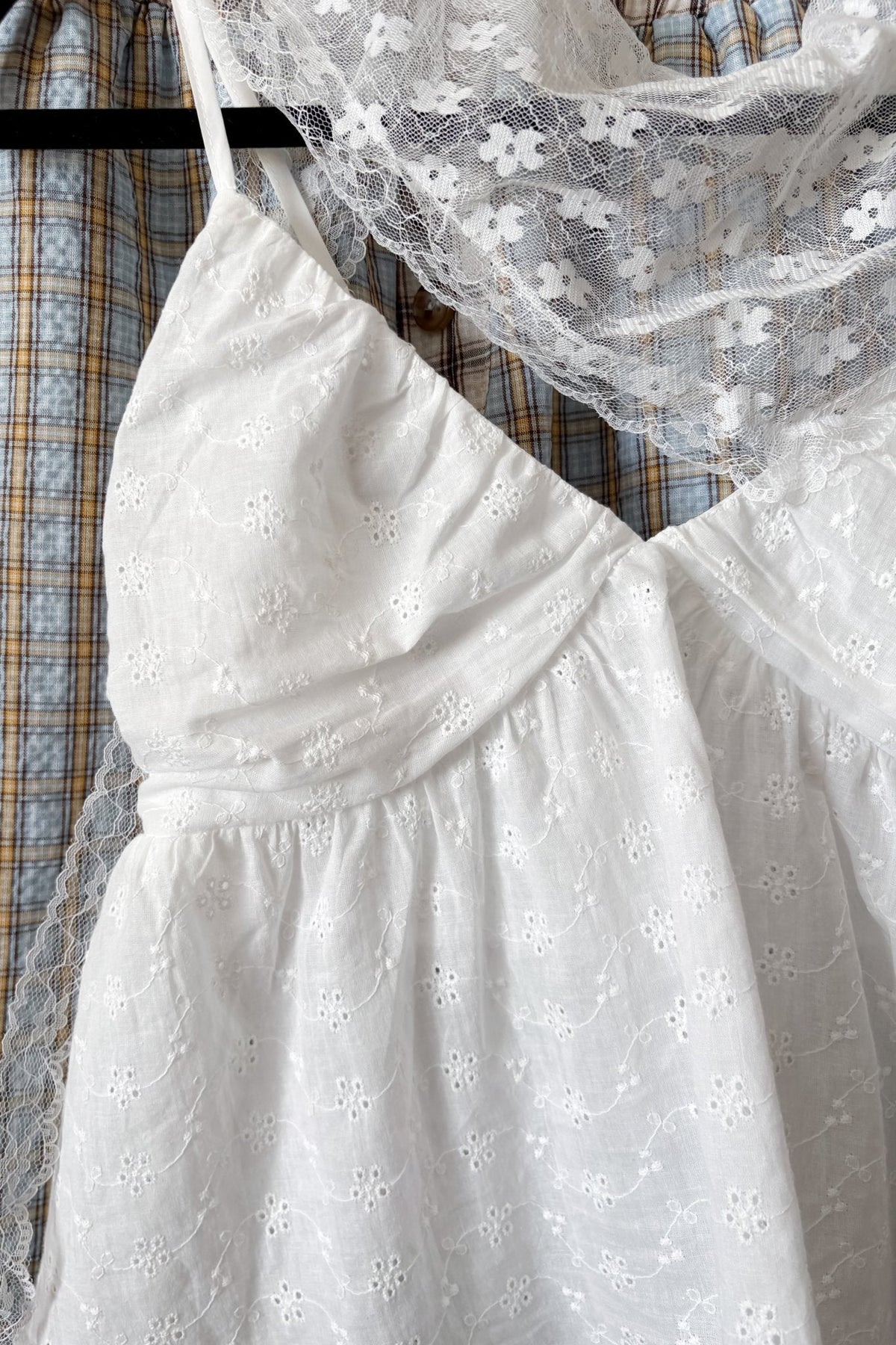 White Eyelet Babydoll Cami Top – Feminine Summer Top - Women's Shirts & Tops - Blooming Daily