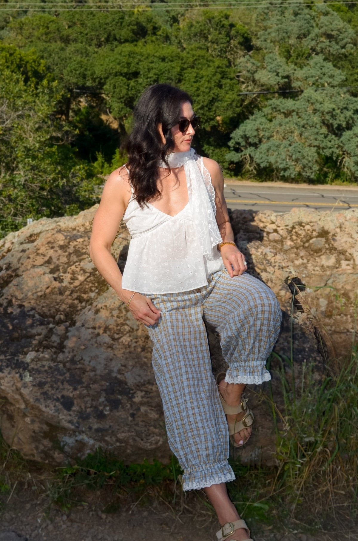 White Eyelet Babydoll Cami Top – Feminine Summer Top - Women's Shirts & Tops - Blooming Daily