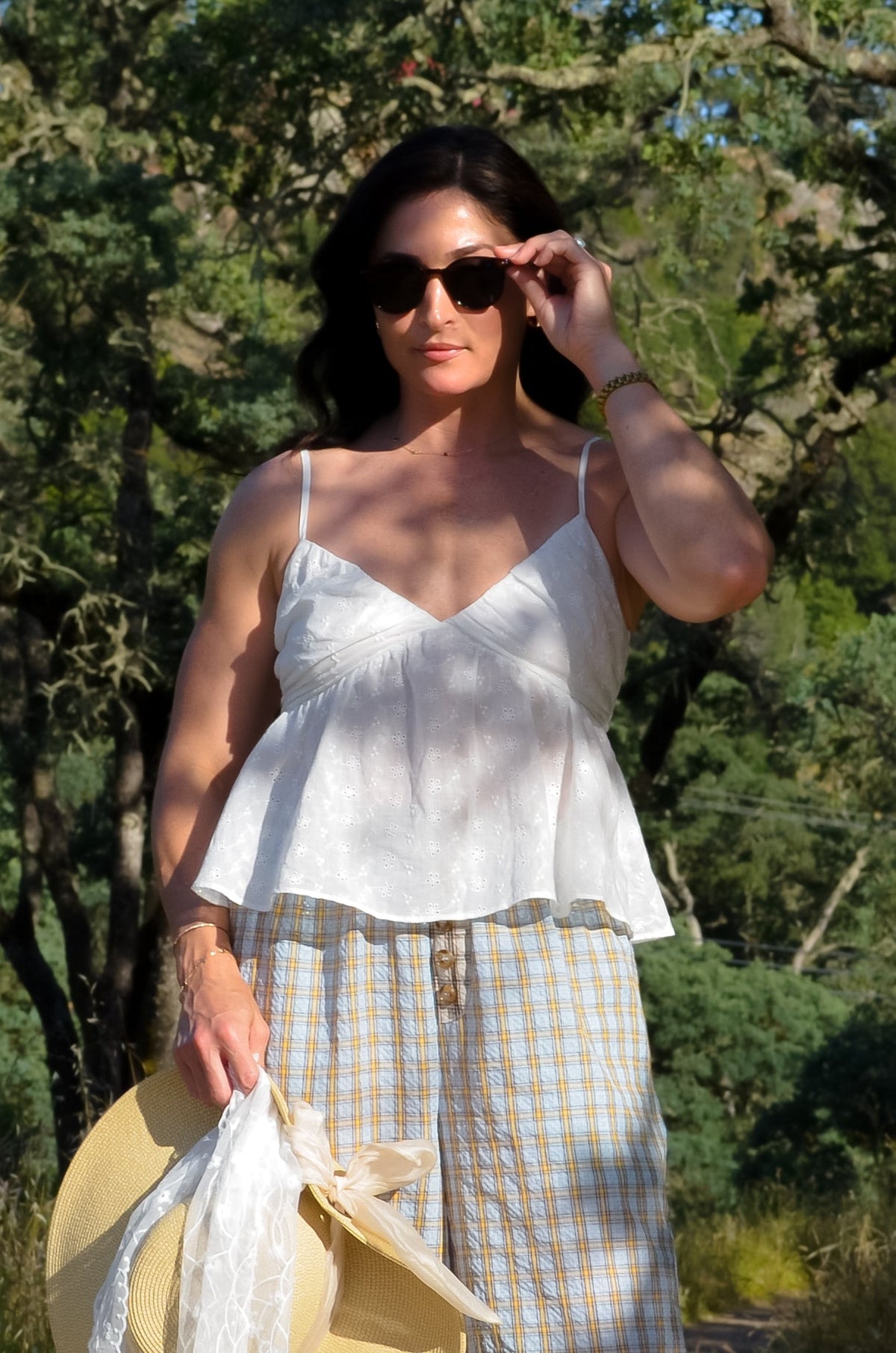 White Eyelet Babydoll Cami Top – Feminine Summer Top - Women's Shirts & Tops - Blooming Daily
