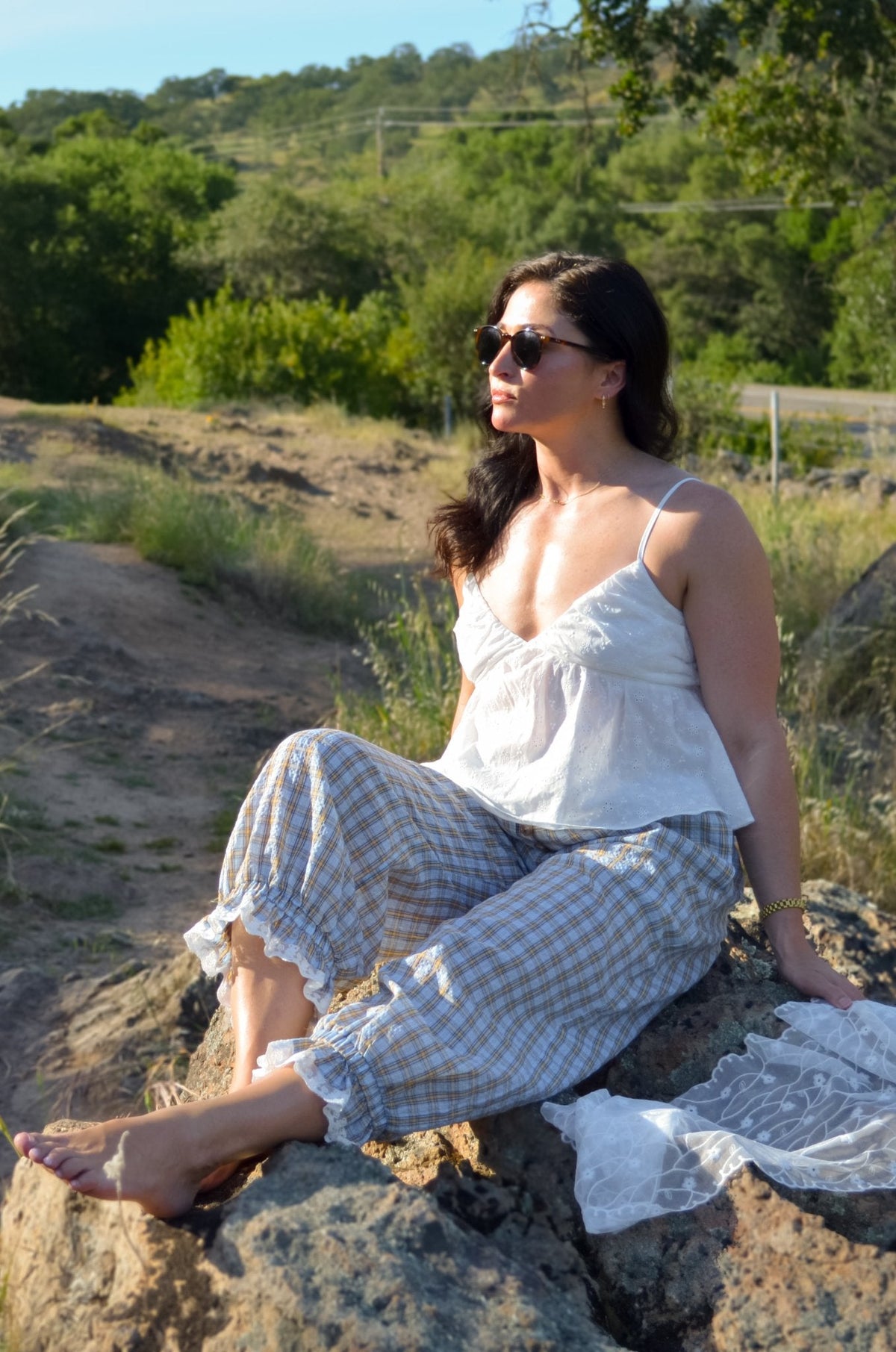 White Eyelet Babydoll Cami Top – Feminine Summer Top - Women's Shirts & Tops - Blooming Daily