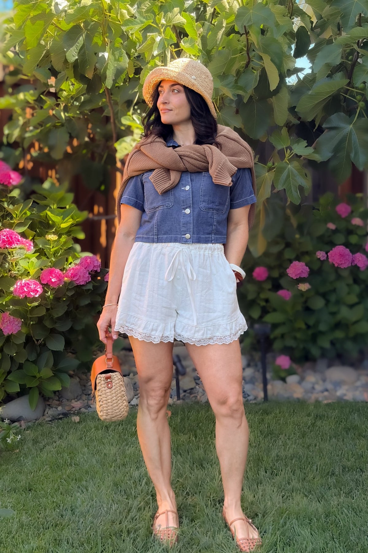 White Lace Trim Cotton Lounge Shorts - Shorts - Blooming Daily