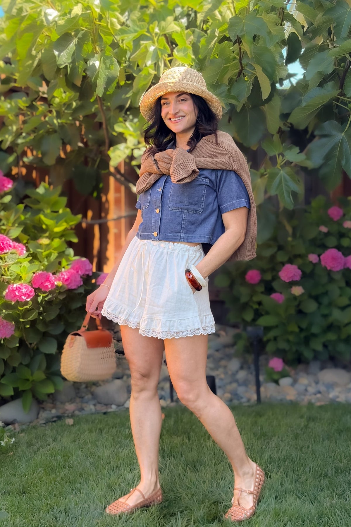 White Lace Trim Cotton Lounge Shorts - Shorts - Blooming Daily