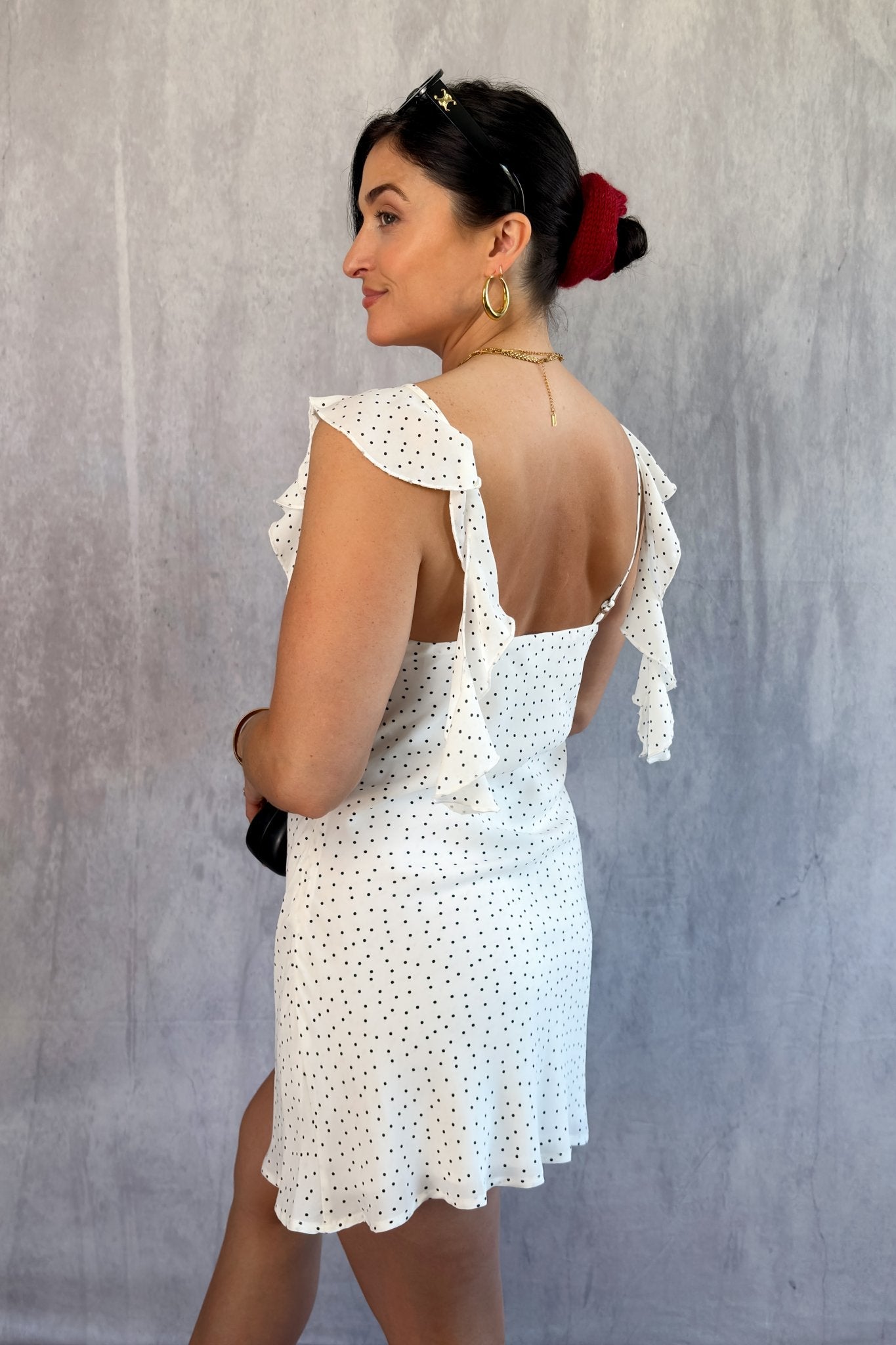 White Polka Dot Tea Dress - Women's Dresses - Blooming Daily