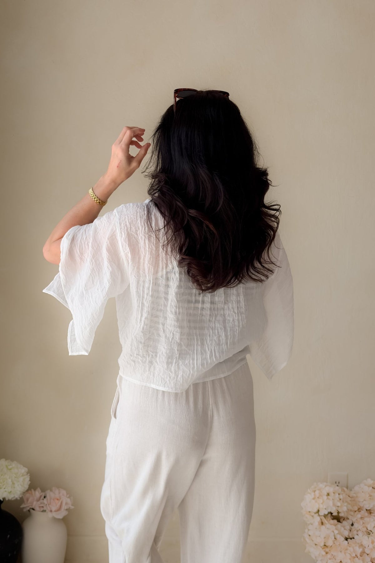 White Tie Front Kimono Cover Up Top - Women's Shirts & Tops - Blooming Daily