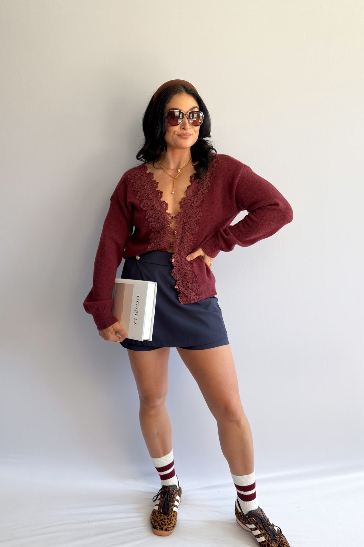 Women’s 3 - Way Lace - Trim Convertible Sweater Cardigan – Burgundy - Women&#39;s Shirts &amp; Tops - Blooming Daily