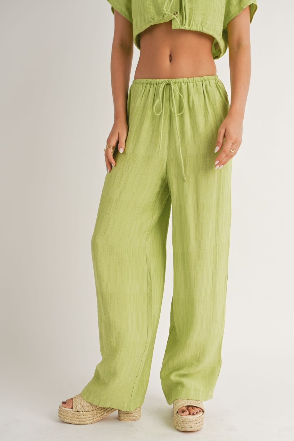 Women&#39;s A Tini Summer Set | Wide Leg Pants | Lime Green - Women&#39;s Pants - Blooming Daily