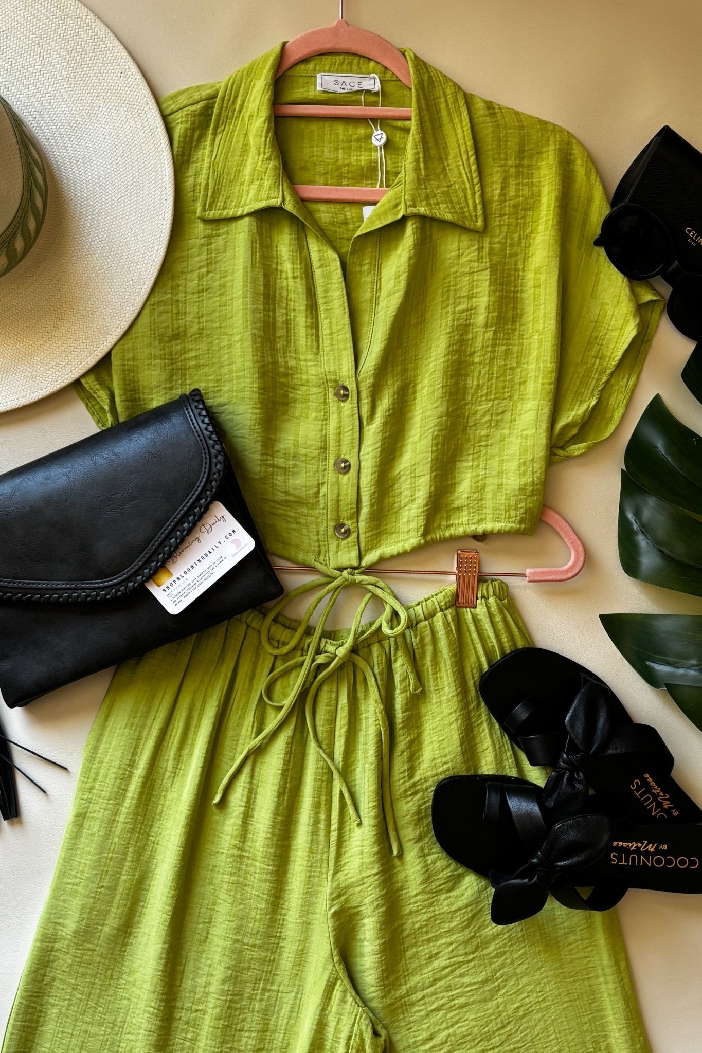 Sage The Label Wide Leg Pants - Green XS / Lime Green Sage The Label Wide Leg Pants - Green XS / Lime Green