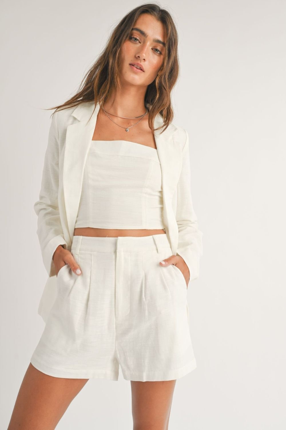 Women&#39;s Bali Beach Cotton Pleated Trouser Shorts | Sets | White - Women&#39;s Shorts - Blooming Daily