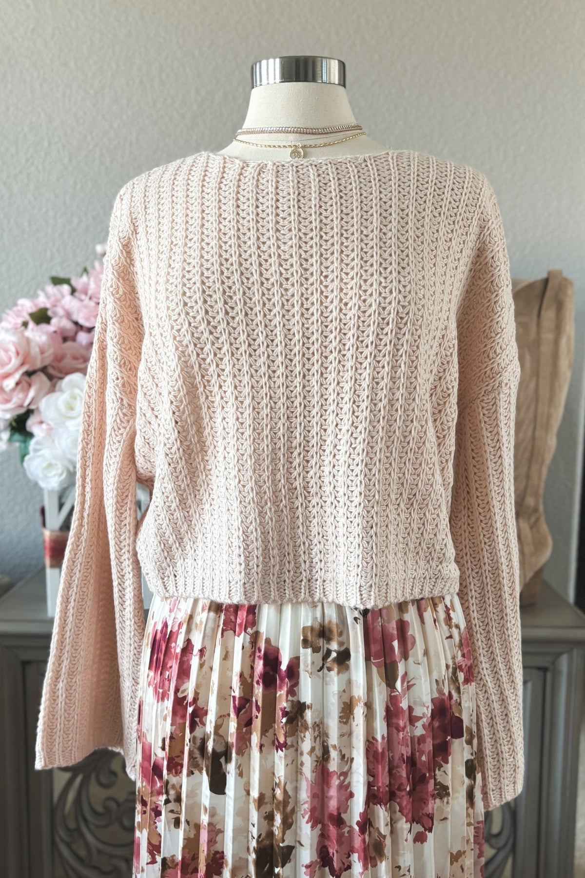 Women&#39;s Ballerina Hand Knit Sweater Top | Balletcore Aesthetic | Blush Pink - Women&#39;s Sweaters - Blooming Daily