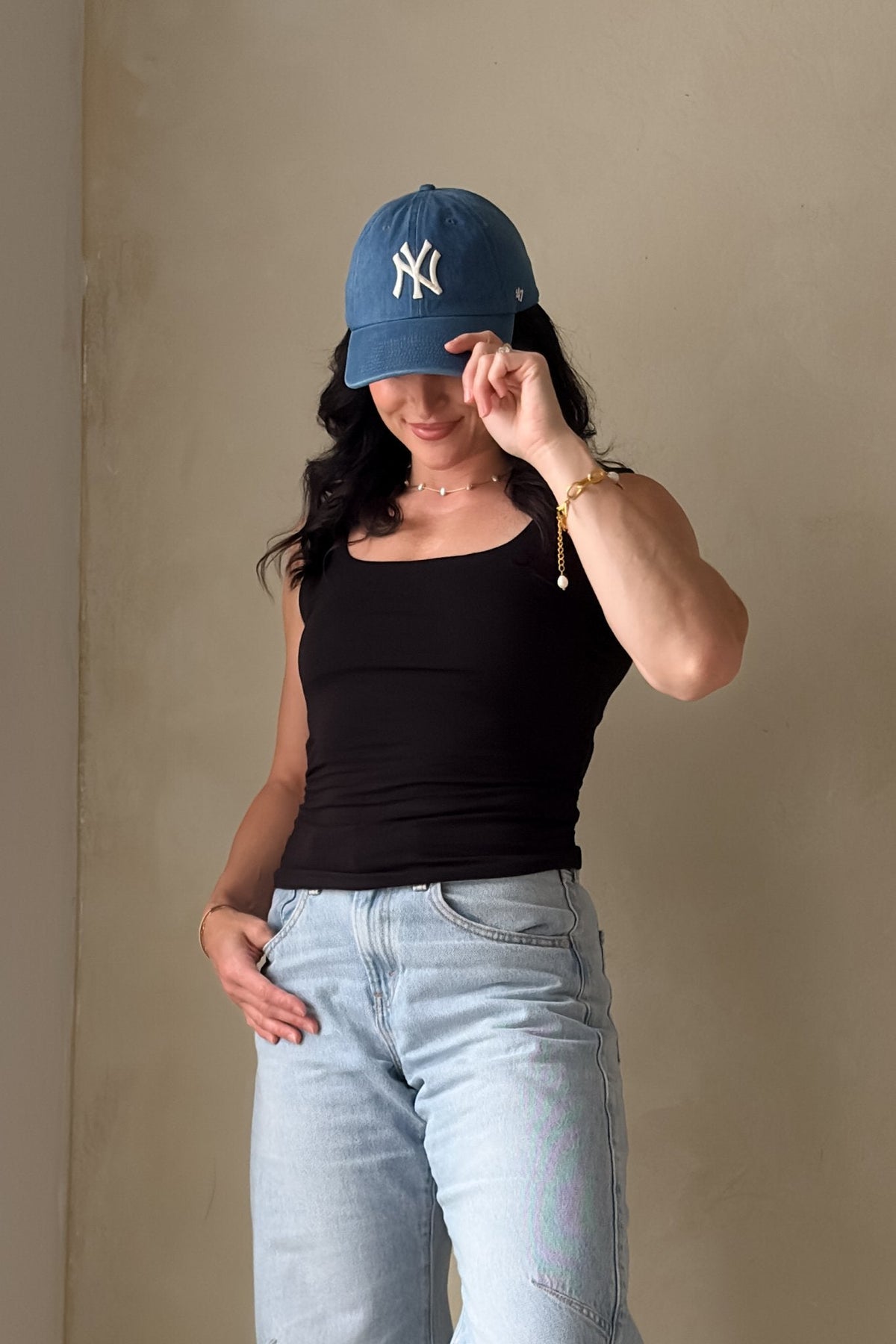 Women’s Black Double Layer Tank Top – Fitted Basic Essential - Women's Shirts & Tops - Blooming Daily
