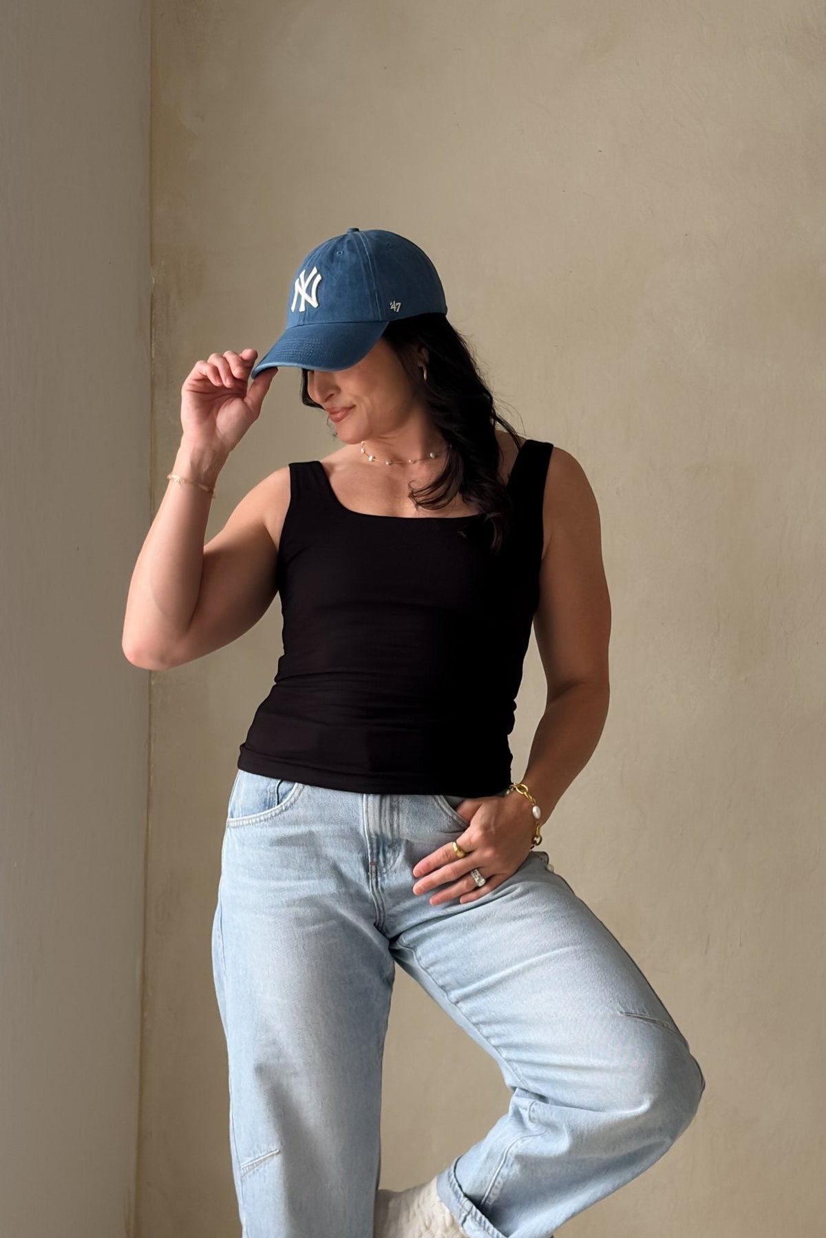 Women’s Black Double Layer Tank Top – Fitted Basic Essential - Women's Shirts & Tops - Blooming Daily