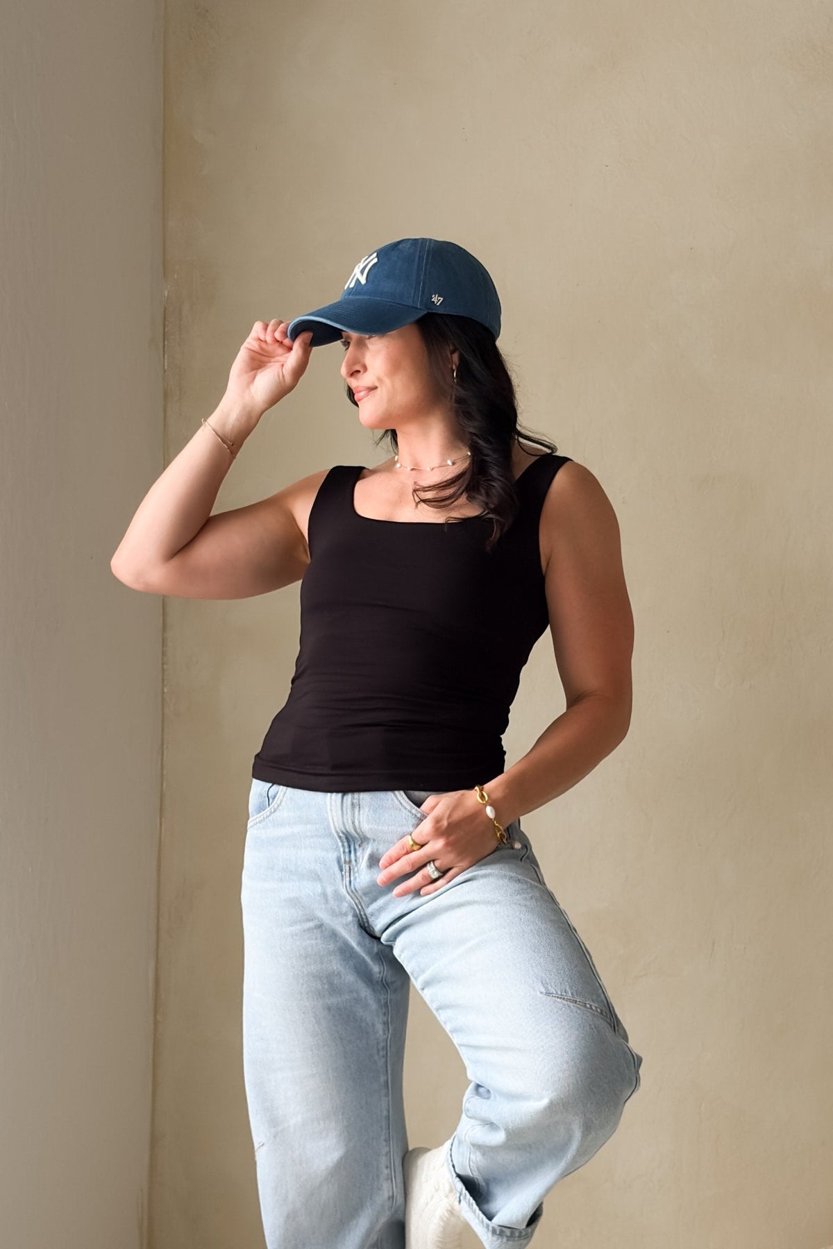 Women’s Black Double Layer Tank Top – Fitted Basic Essential - Women's Shirts & Tops - Blooming Daily