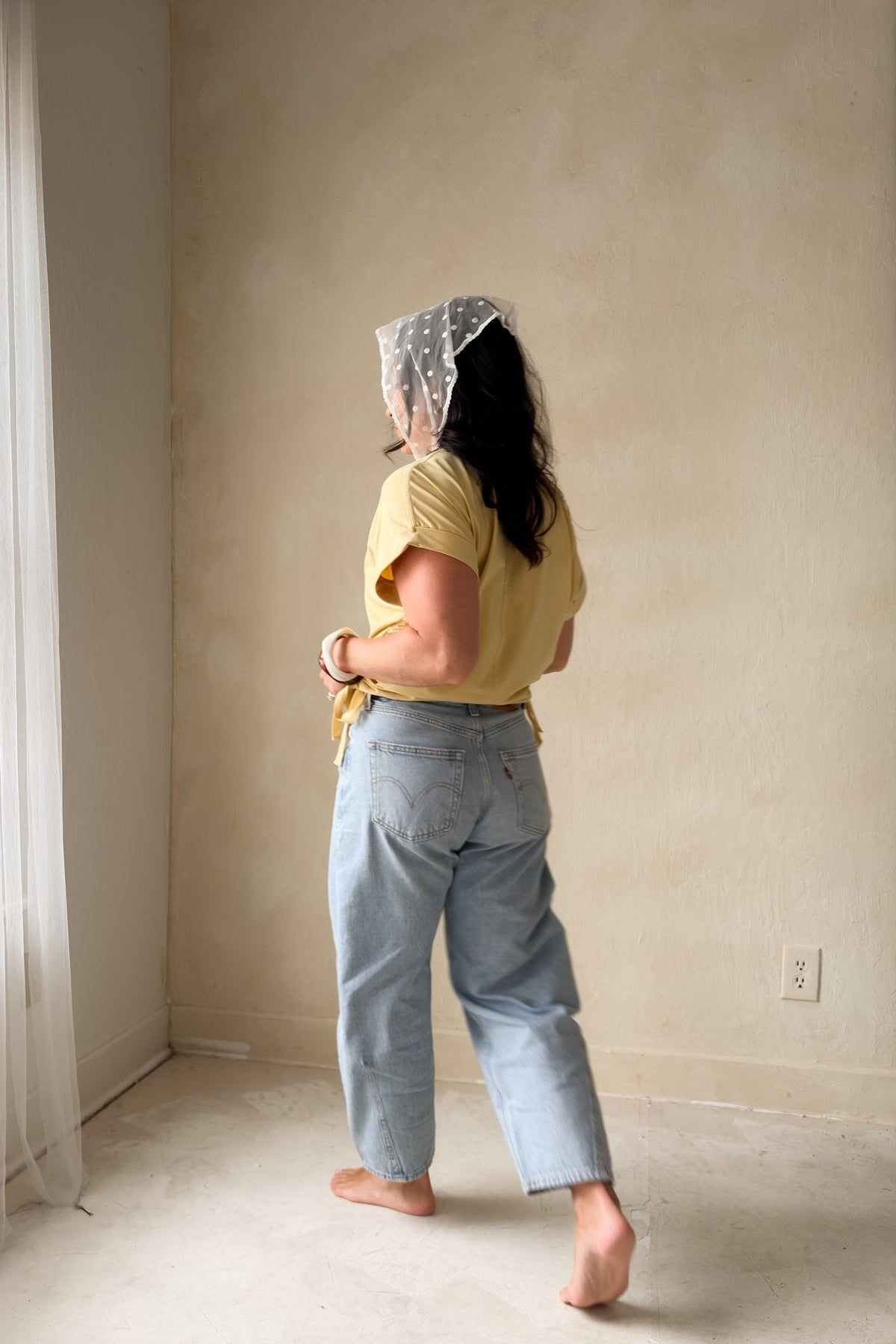 Women’s Butter Yellow Side Tie Top – Boxy Fit Tee - Women's Shirts & Tops - Blooming Daily