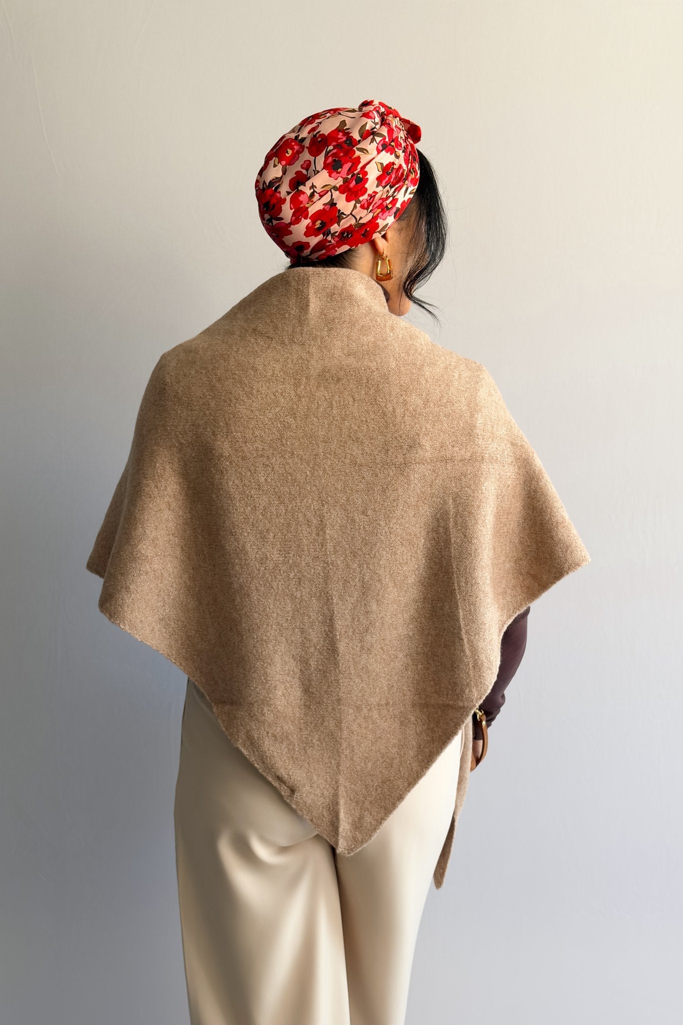 Women’s Cashmere - Blend Convertible Wrap Shawl – Camel - Women's Shirts & Tops - Blooming Daily