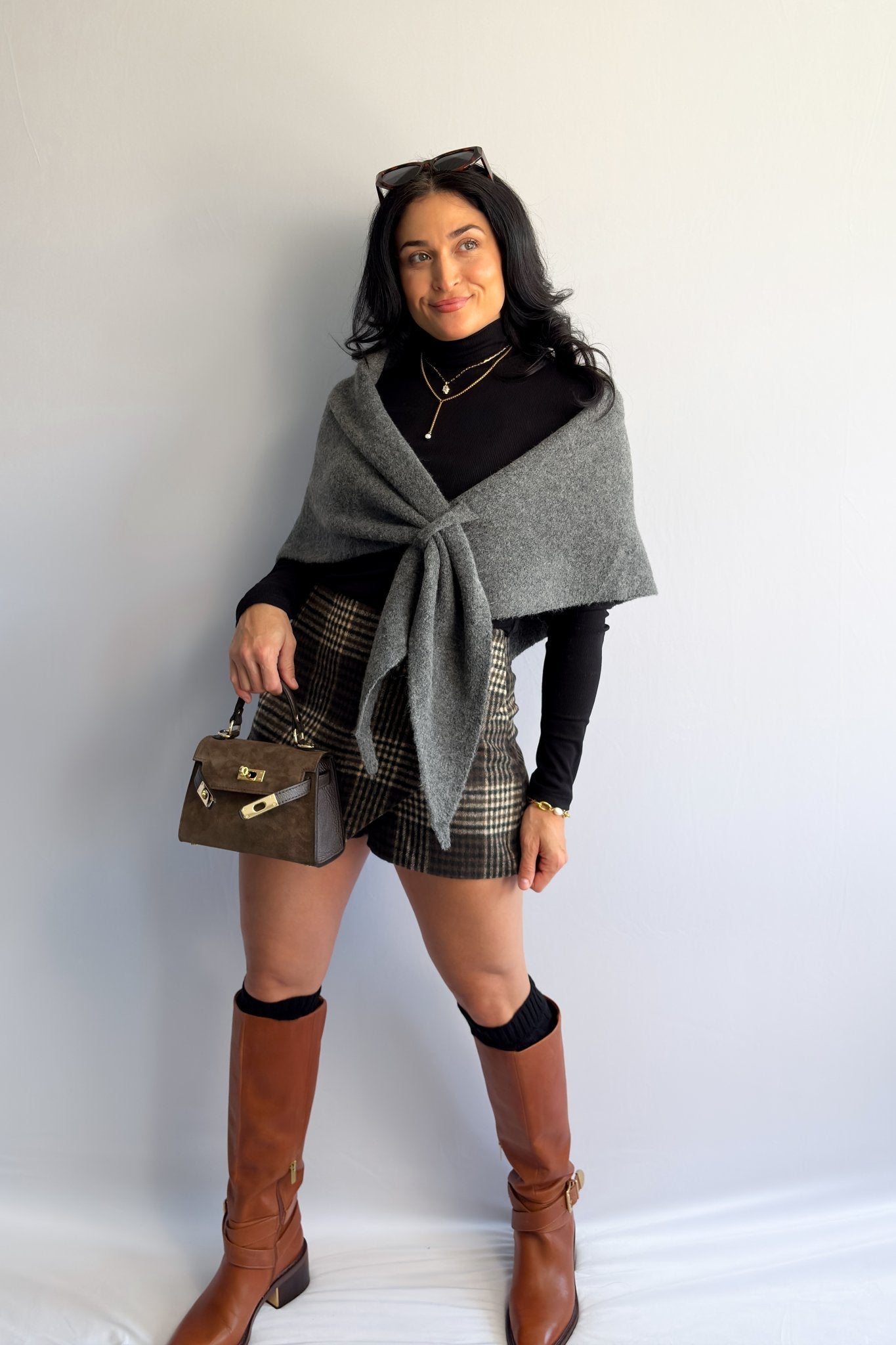 Women’s Cashmere - Blend Convertible Wrap Shawl – Heather Gray - Women's Shirts & Tops - Blooming Daily