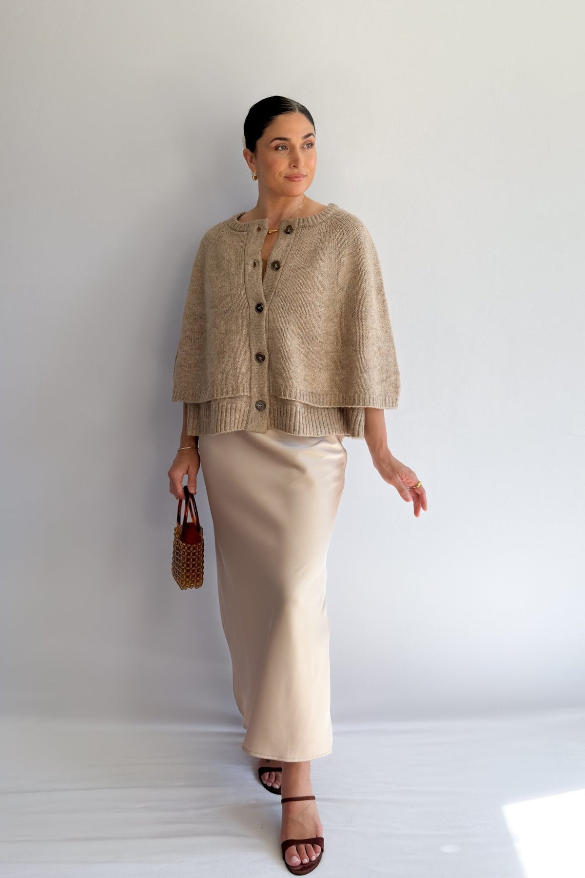 Women’s Champagne Satin Slip Skirt – Bias Cut Midi Skirt - Women&#39;s Shirts &amp; Tops - Blooming Daily