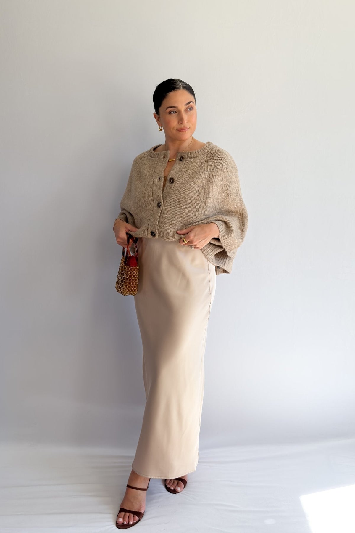 Women’s Champagne Satin Slip Skirt – Bias Cut Midi Skirt - Women&#39;s Shirts &amp; Tops - Blooming Daily