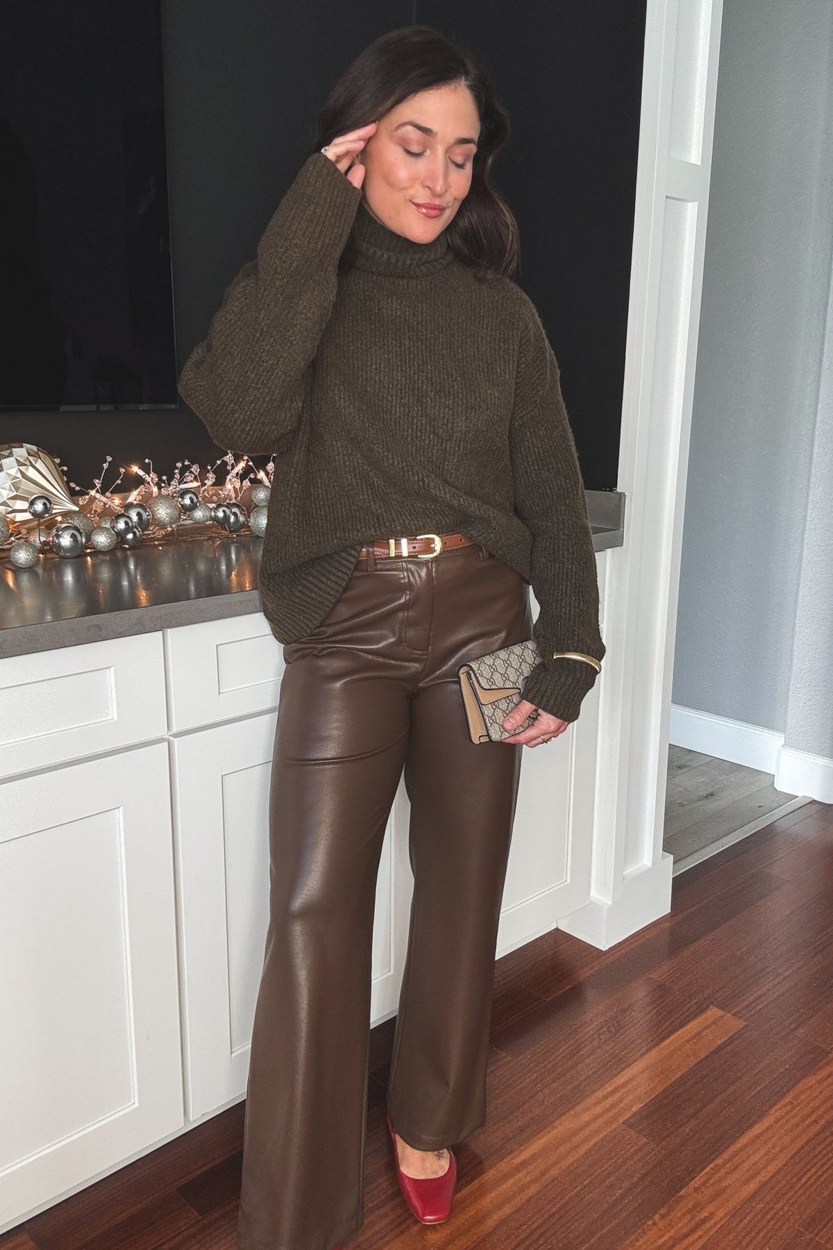 Women&#39;s Chocolate Soft Faux Leather Pants | Boyfriend Fit | Brown - Women&#39;s Pants - Blooming Daily