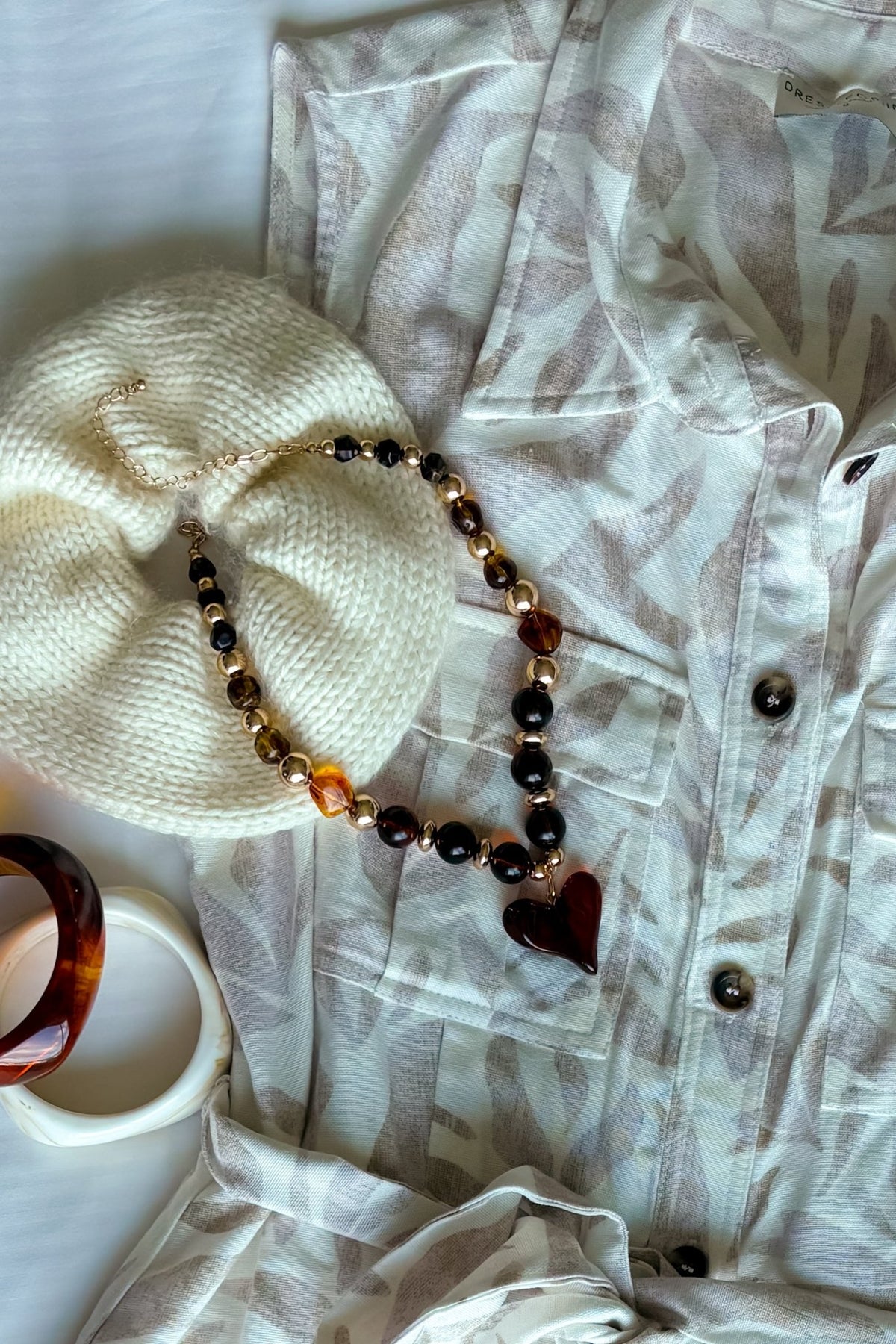 Women’s Chunky Statement Heart Necklace – Amber Gold Jewelry - Women's Jewelry - Blooming Daily