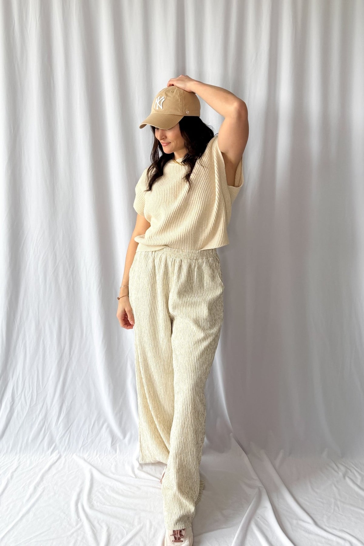 Women&#39;s Classic Beige Ribbed Knit Cap Sleeve Top | Beige - Women&#39;s Shirts &amp; Tops - Blooming Daily