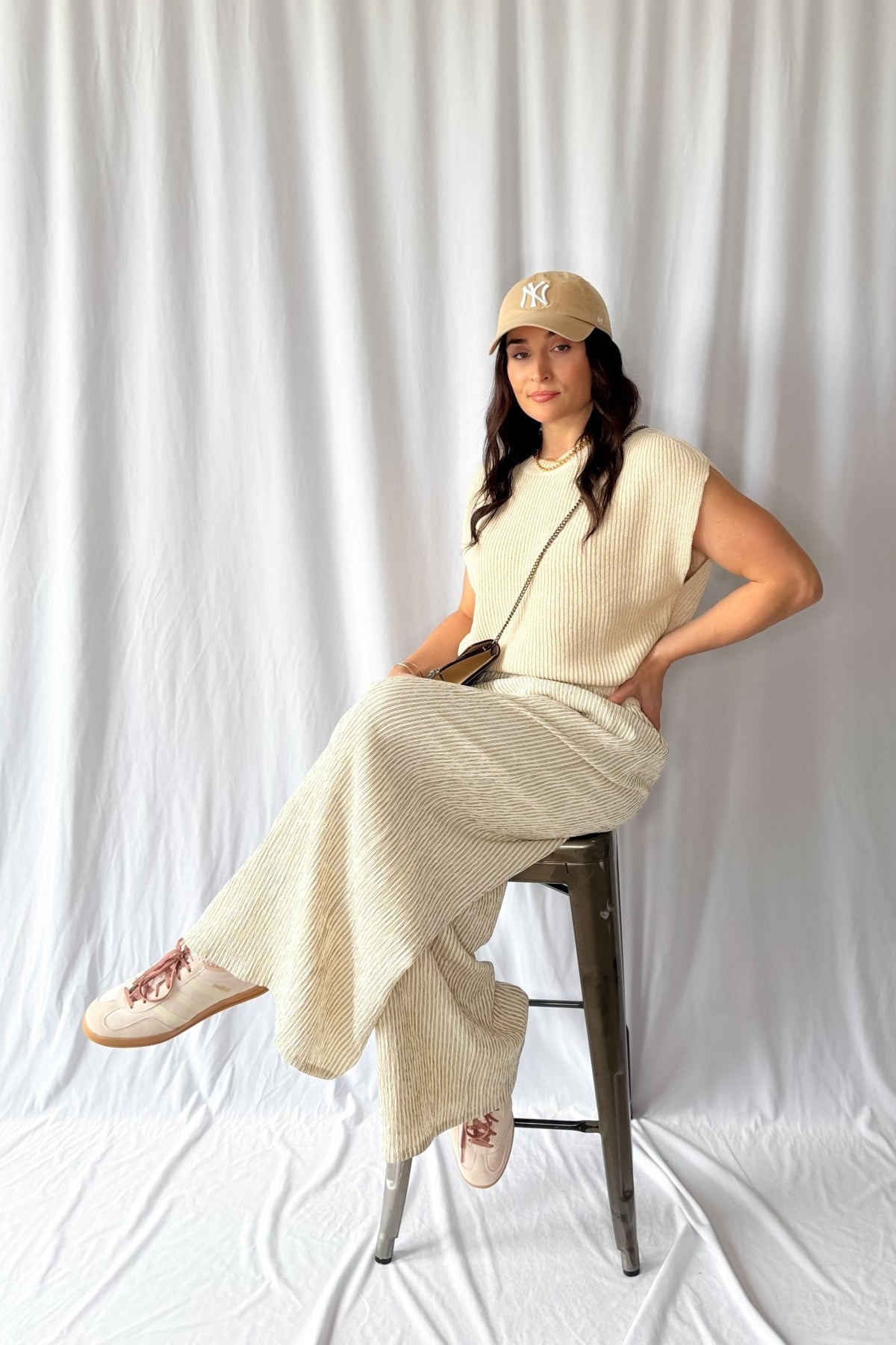 Women&#39;s Classic Beige Ribbed Knit Cap Sleeve Top | Beige - Women&#39;s Shirts &amp; Tops - Blooming Daily