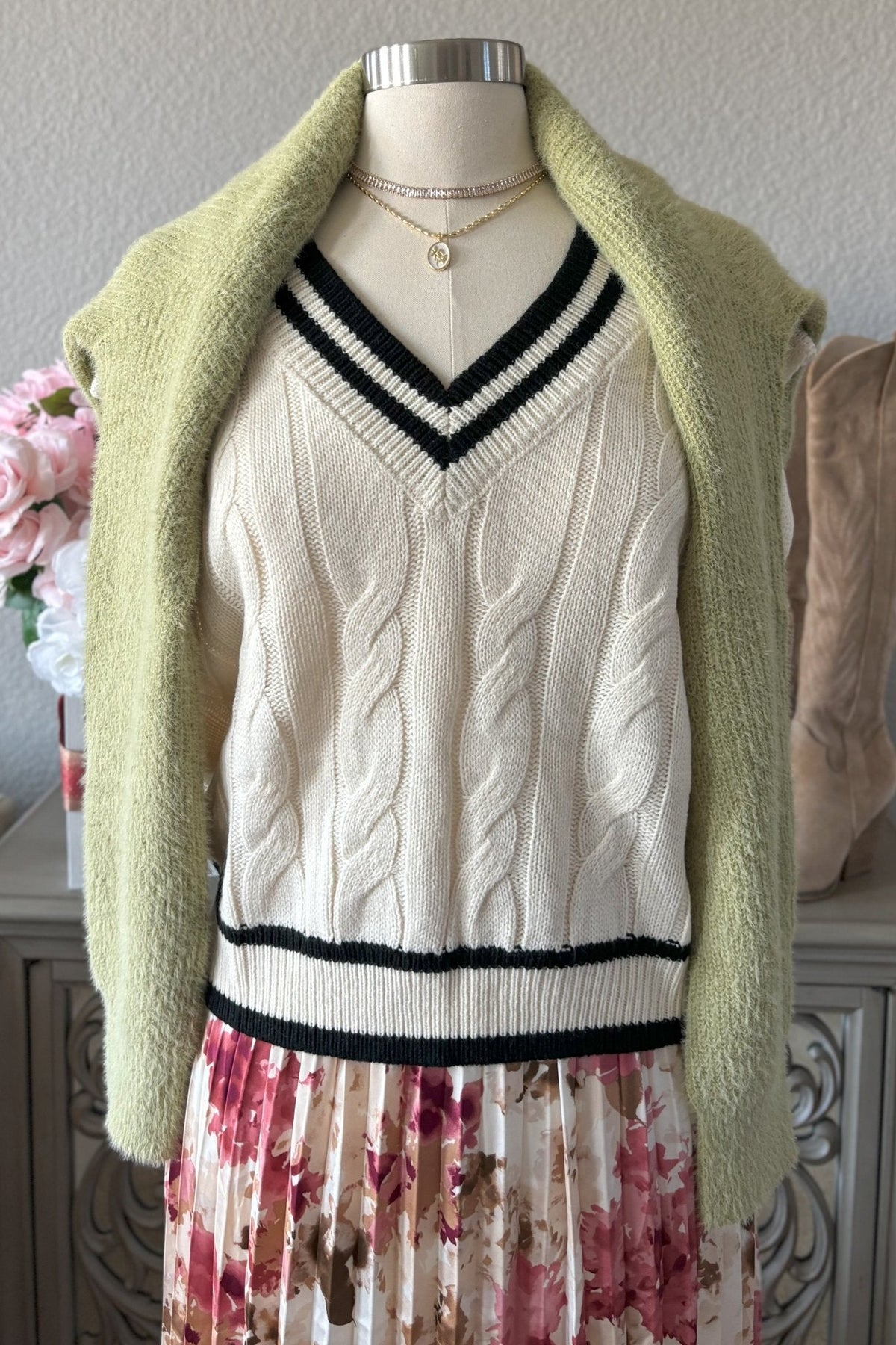 Women&#39;s Cozy Feminine Soft Fuzzy Knit Sweater Top | Soft Green - Women&#39;s Sweaters - Blooming Daily