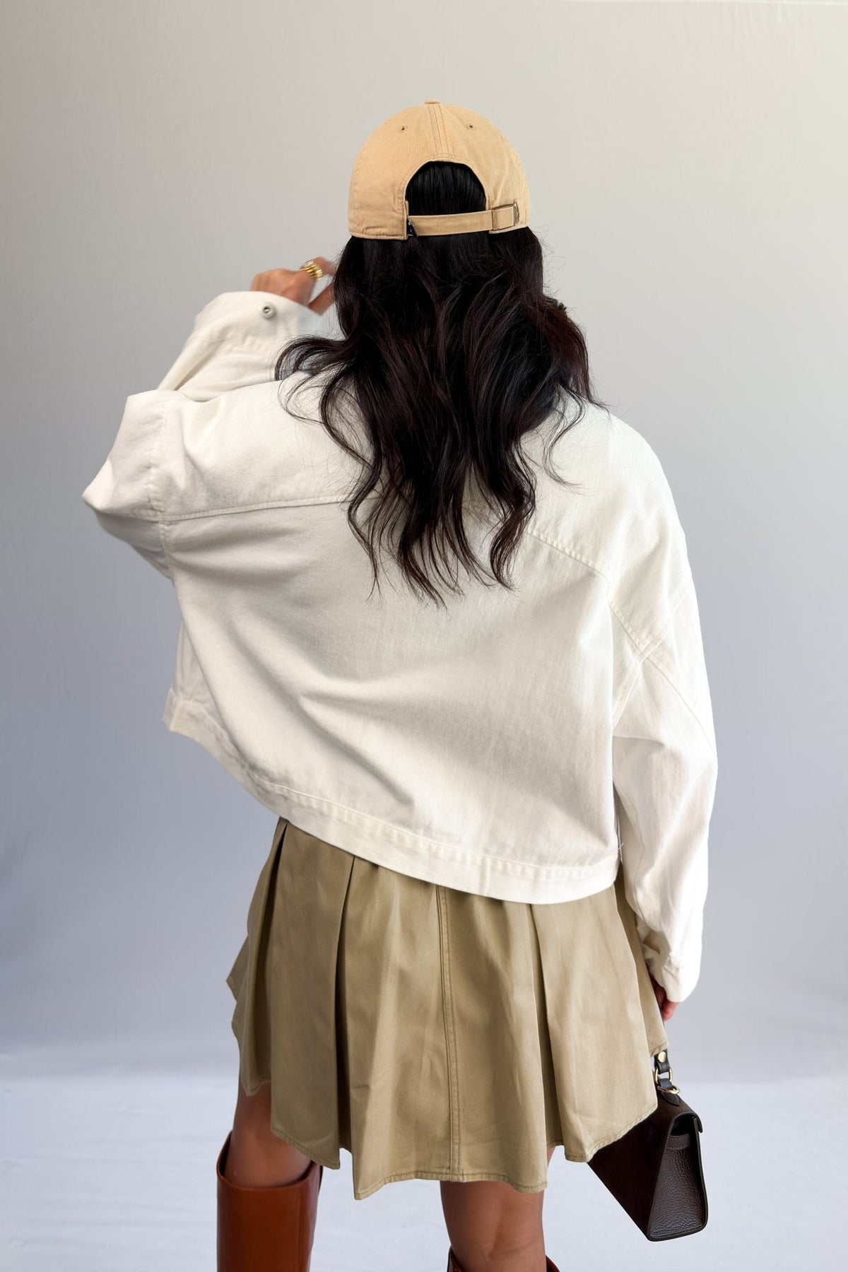 Women’s Cropped Utility Jacket – Ivory Twill - Women&#39;s Jacket - Blooming Daily