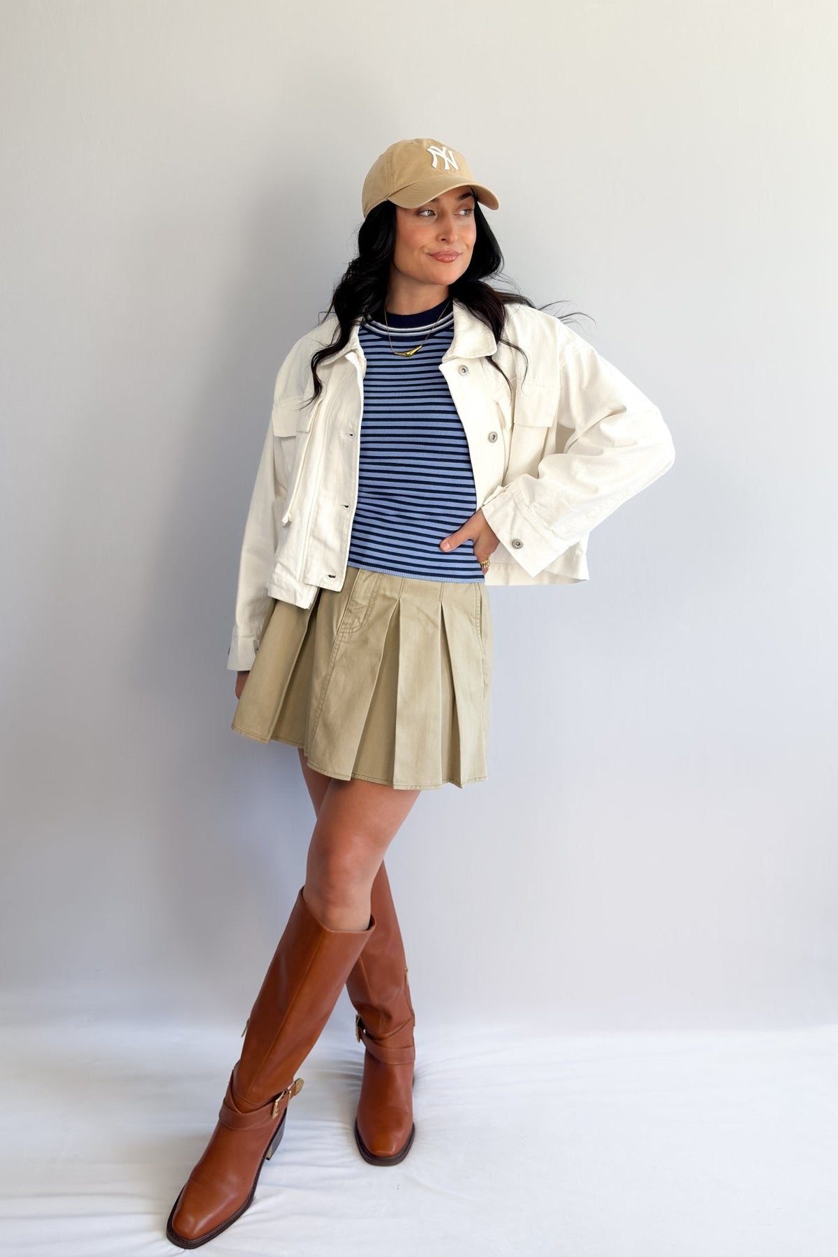 Women’s Cropped Utility Jacket – Ivory Twill - Women&#39;s Jacket - Blooming Daily