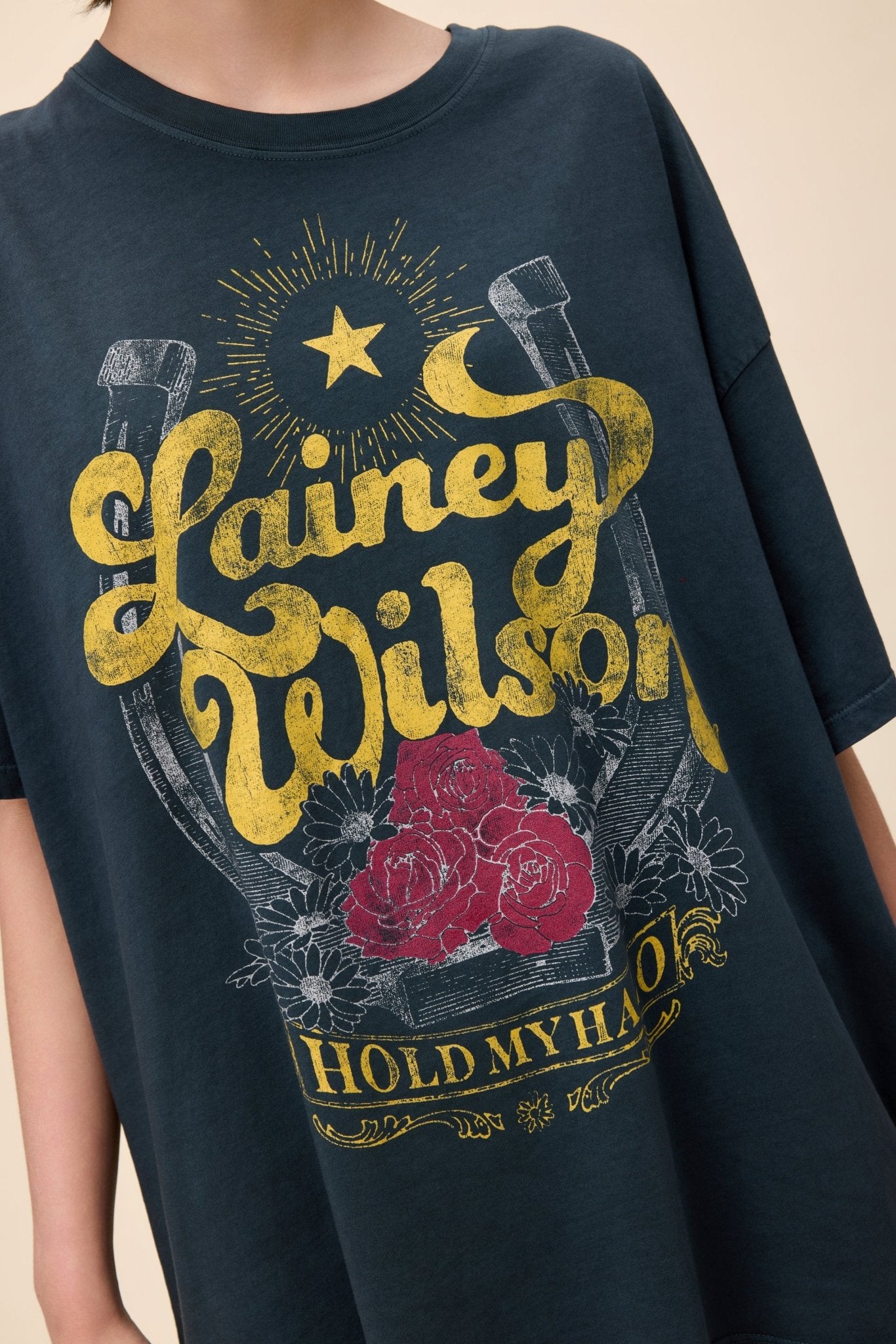 Women's Daydreamer Graphic Tee | Lainey Wilson Hold My Halo | Oversized T-Shirt - Women's Shirts & Tops - Blooming Daily