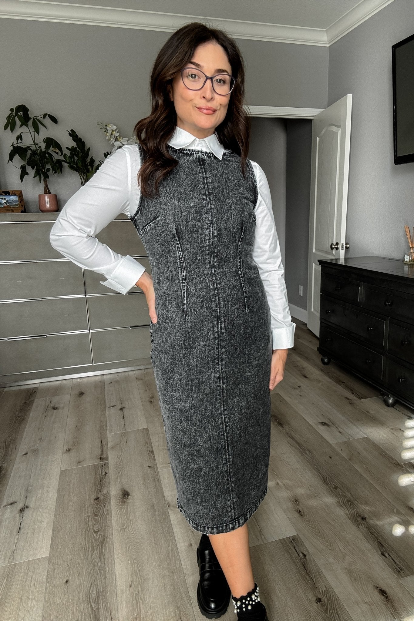 Sage The Label Denim Midi Dress - Black M / Black Sage The Label Denim Midi Dress - Black M / Black