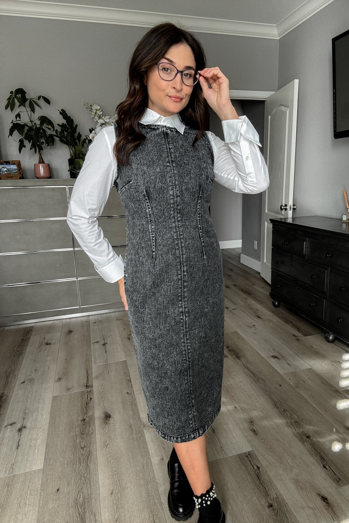 Sage The Label Denim Midi Dress - Black - Blooming Daily Sage The Label Denim Midi Dress - Black - Blooming Daily