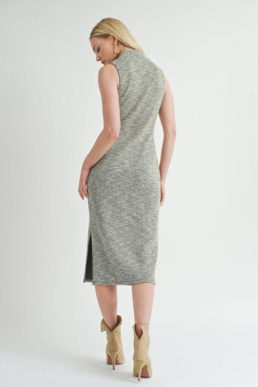 Sage The Label Stretch Knit Midi Dress - Green - Blooming Daily Sage The Label Stretch Knit Midi Dress - Green - Blooming Daily
