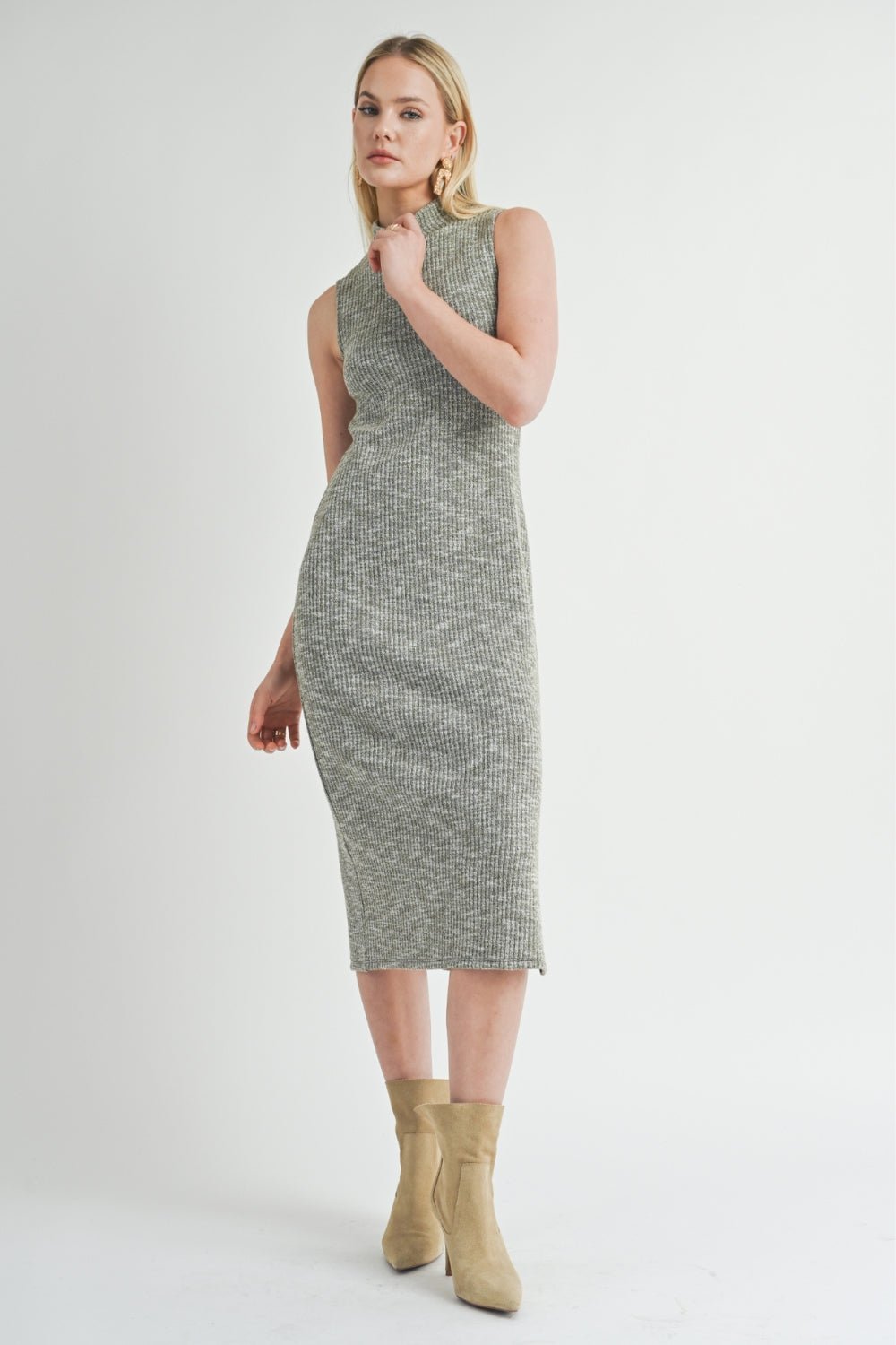 sage green knitted dress Risk Taker Knit Midi Dress - Sage - Stylish DRESSES