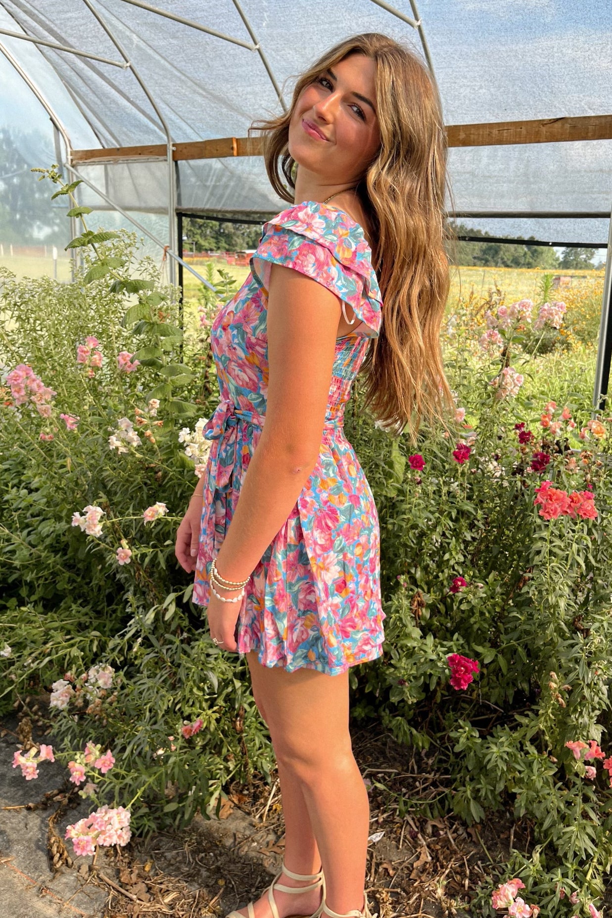 Sadie & Sage Floral Summer Romper - Pink, Blue S / Pink Multi Sadie & Sage Floral Summer Romper - Pink, Blue S / Pink Multi
