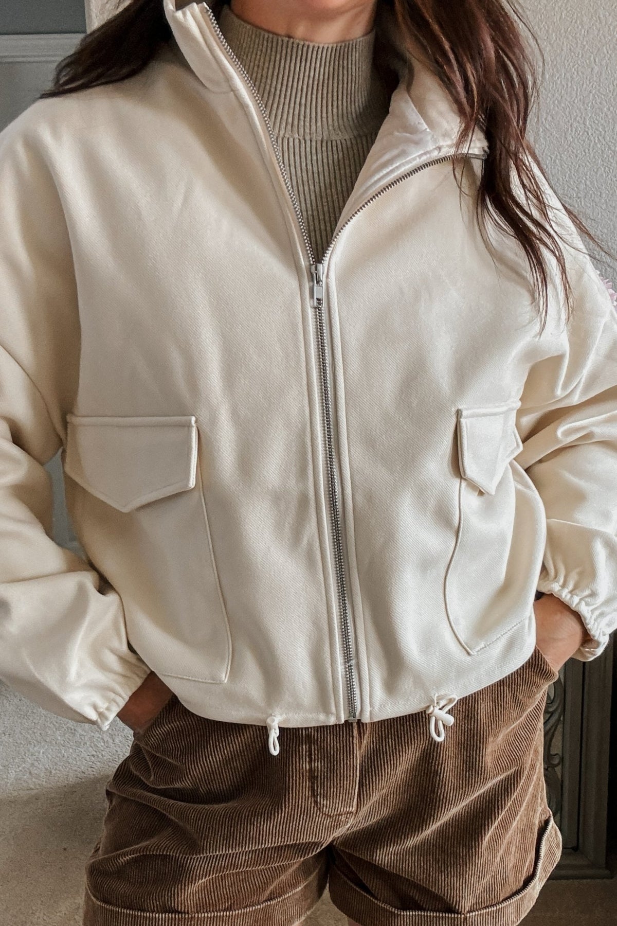 Women&#39;s Kendall Quilted Neutral Style Jacket Coat | Outerwear | Cream White - Women&#39;s Jacket - Blooming Daily