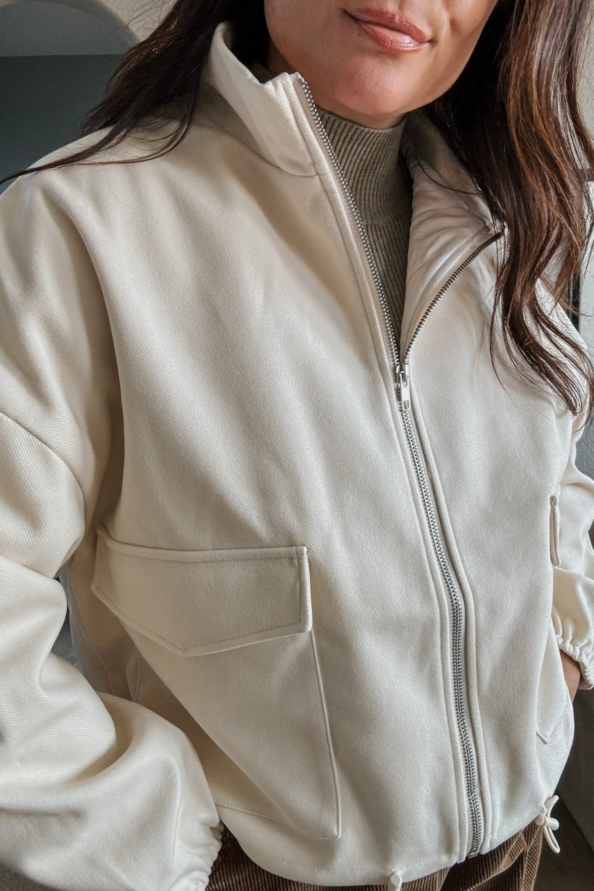 Women&#39;s Kendall Quilted Neutral Style Jacket Coat | Outerwear | Cream White - Women&#39;s Jacket - Blooming Daily