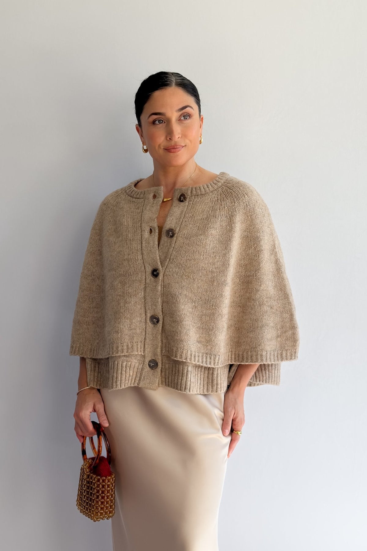 Women’s Knit Cardigan Cape – Capsule Wardrobe Sweater - Women&#39;s Shirts &amp; Tops - Blooming Daily