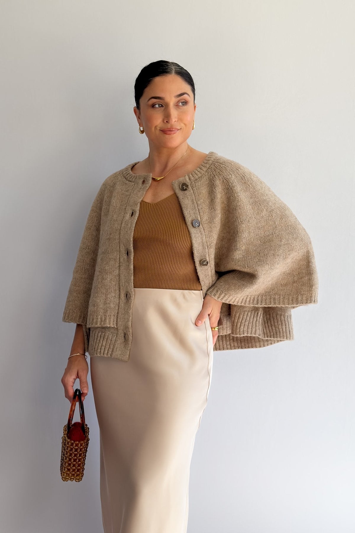 Women’s Knit Cardigan Cape – Capsule Wardrobe Sweater - Women&#39;s Shirts &amp; Tops - Blooming Daily