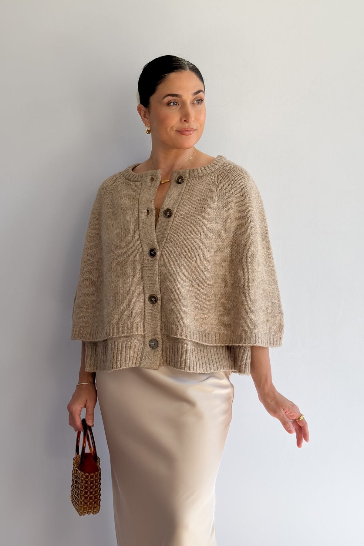 Women’s Knit Cardigan Cape – Capsule Wardrobe Sweater - Women&#39;s Shirts &amp; Tops - Blooming Daily