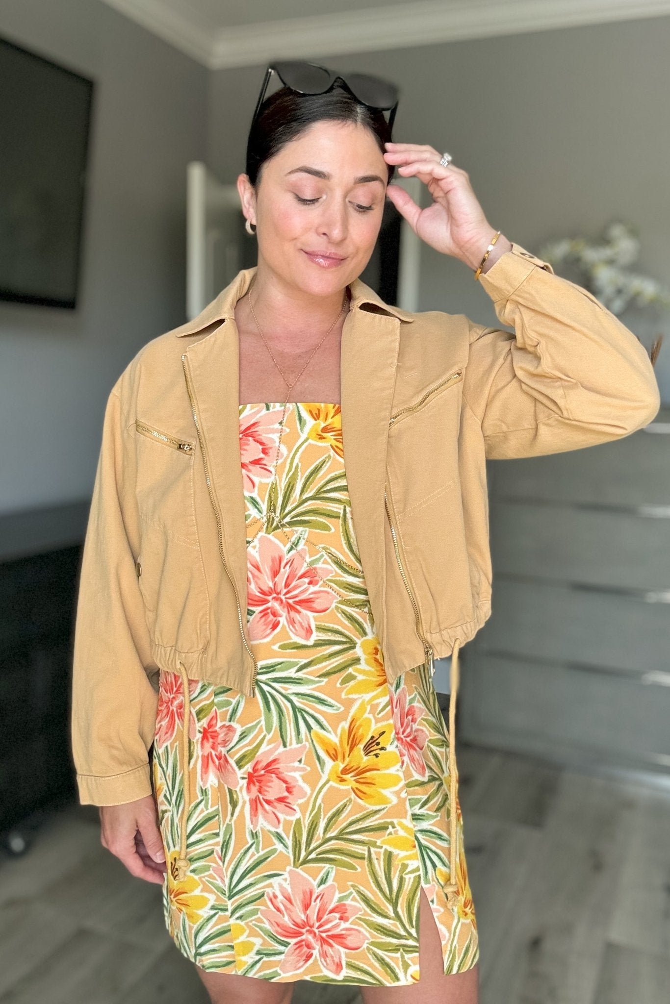 Women's Lightweight Utility Jacket | Denim | Cotton | Sand - Women's Jacket - Blooming Daily